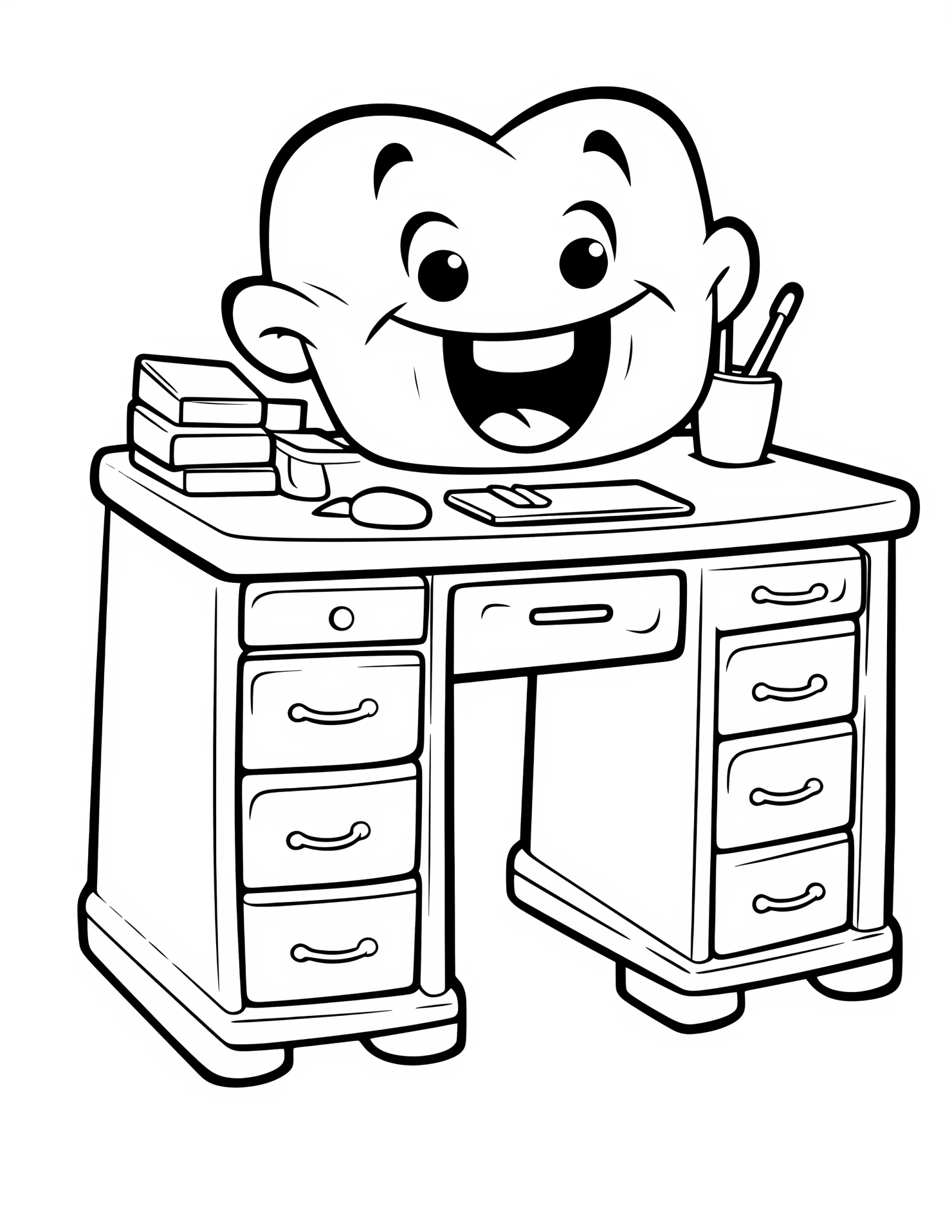 Desk for kids coloring page on white color background #31177