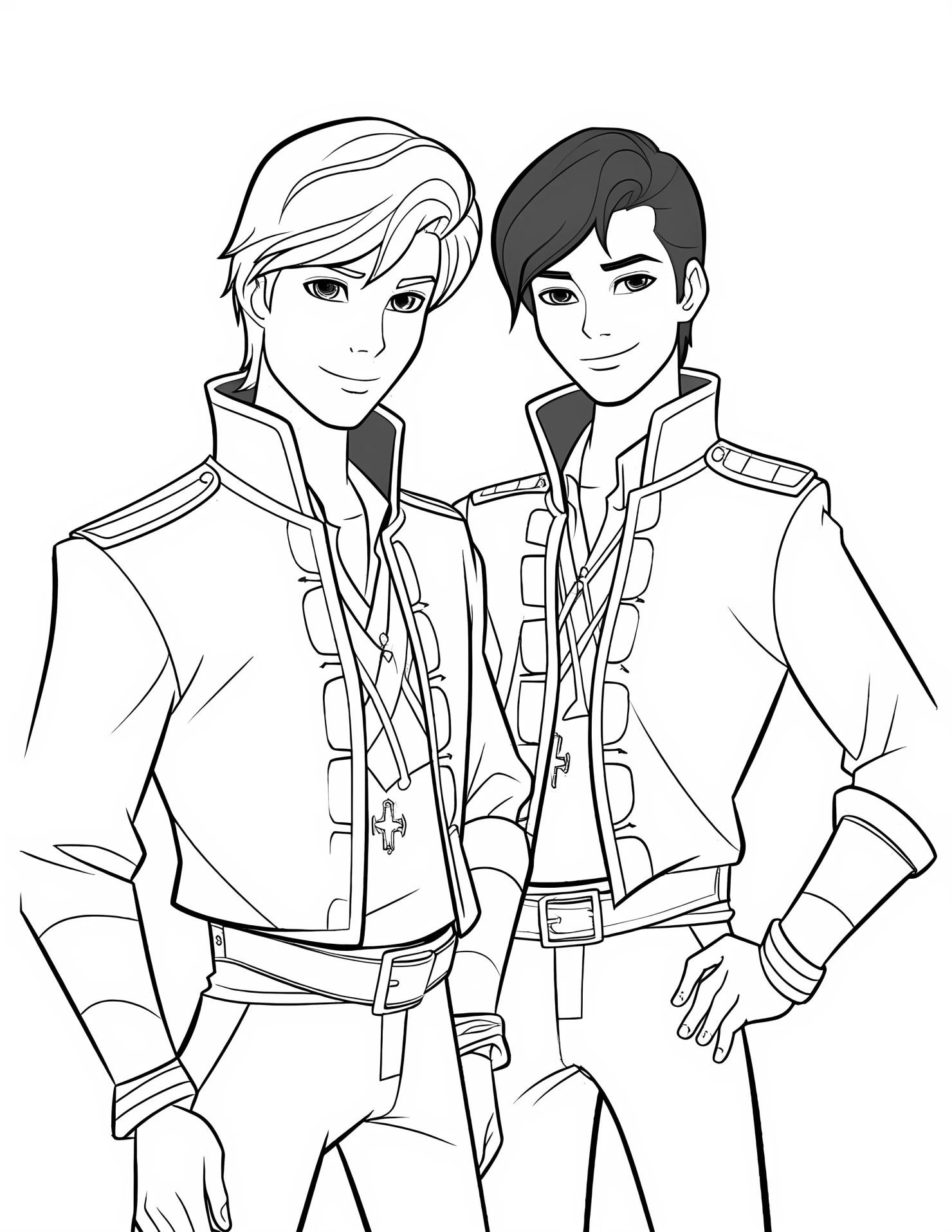 Disney princes for kids coloring page on white color background #31186