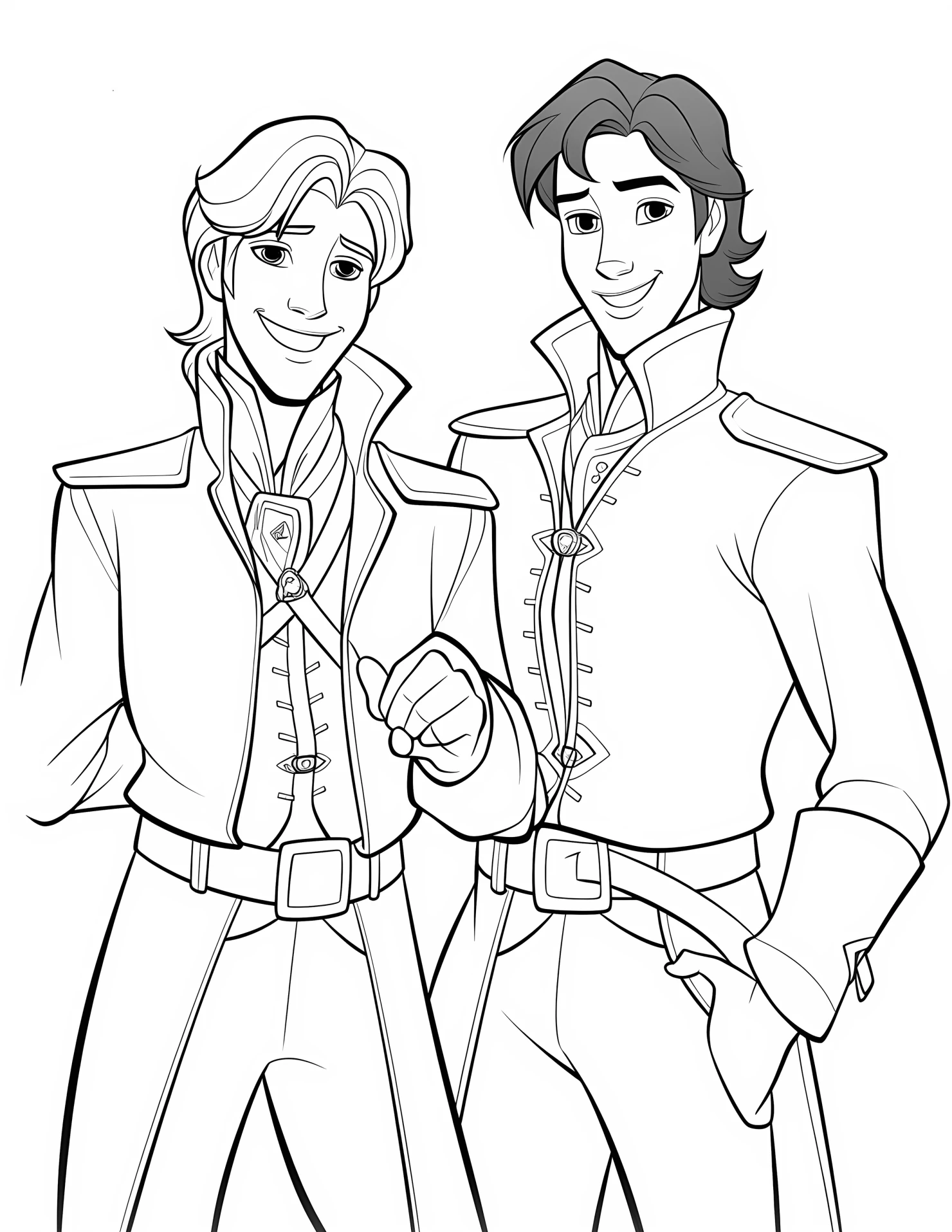 Disney princes for kids coloring page on white color background #31192