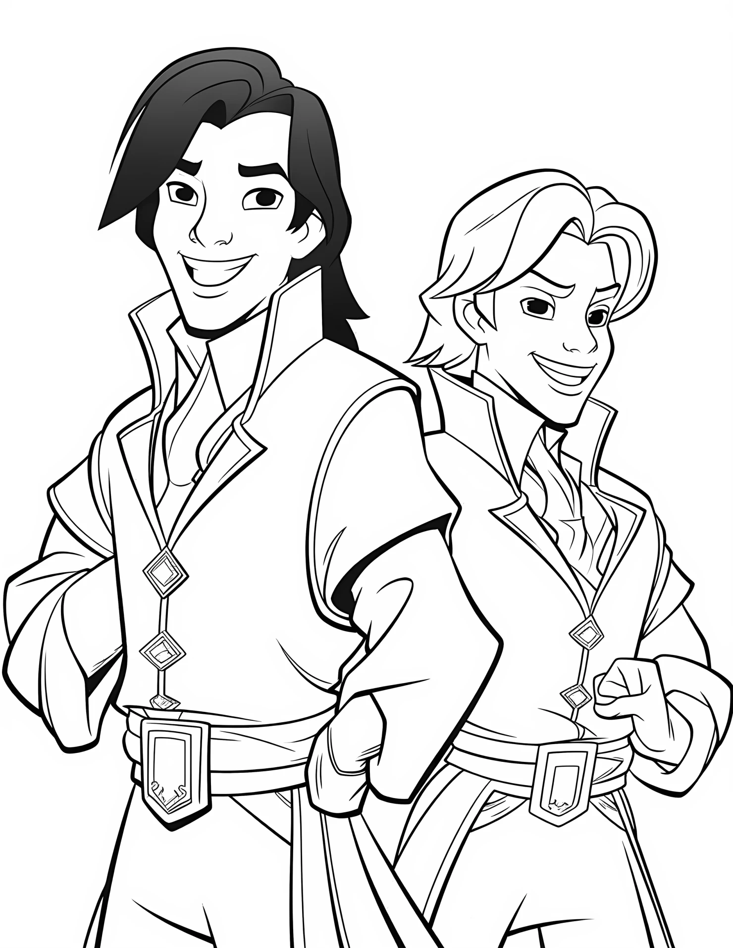 Disney princes for kids coloring page on white color background #31193