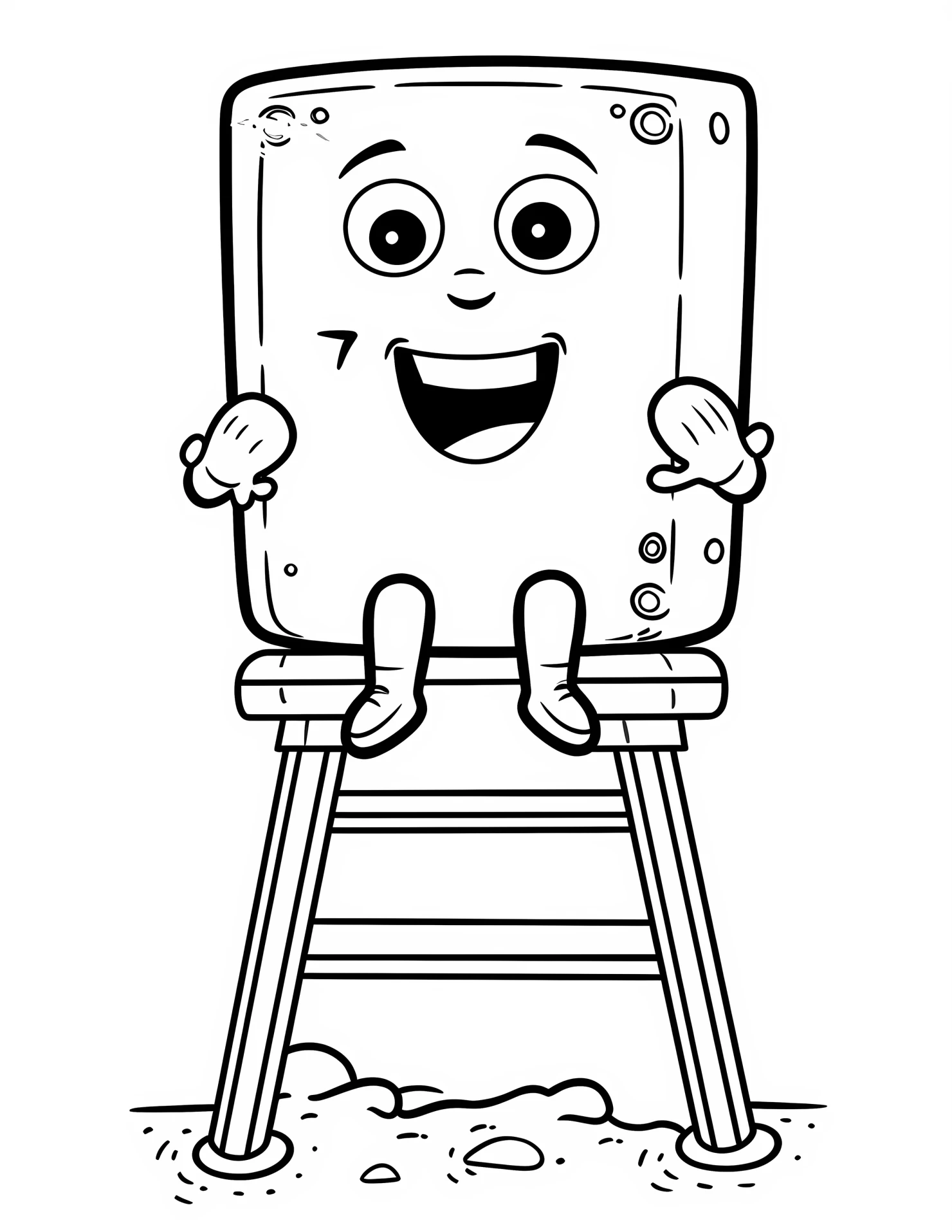 Diving board for kids coloring page on white color background #31194