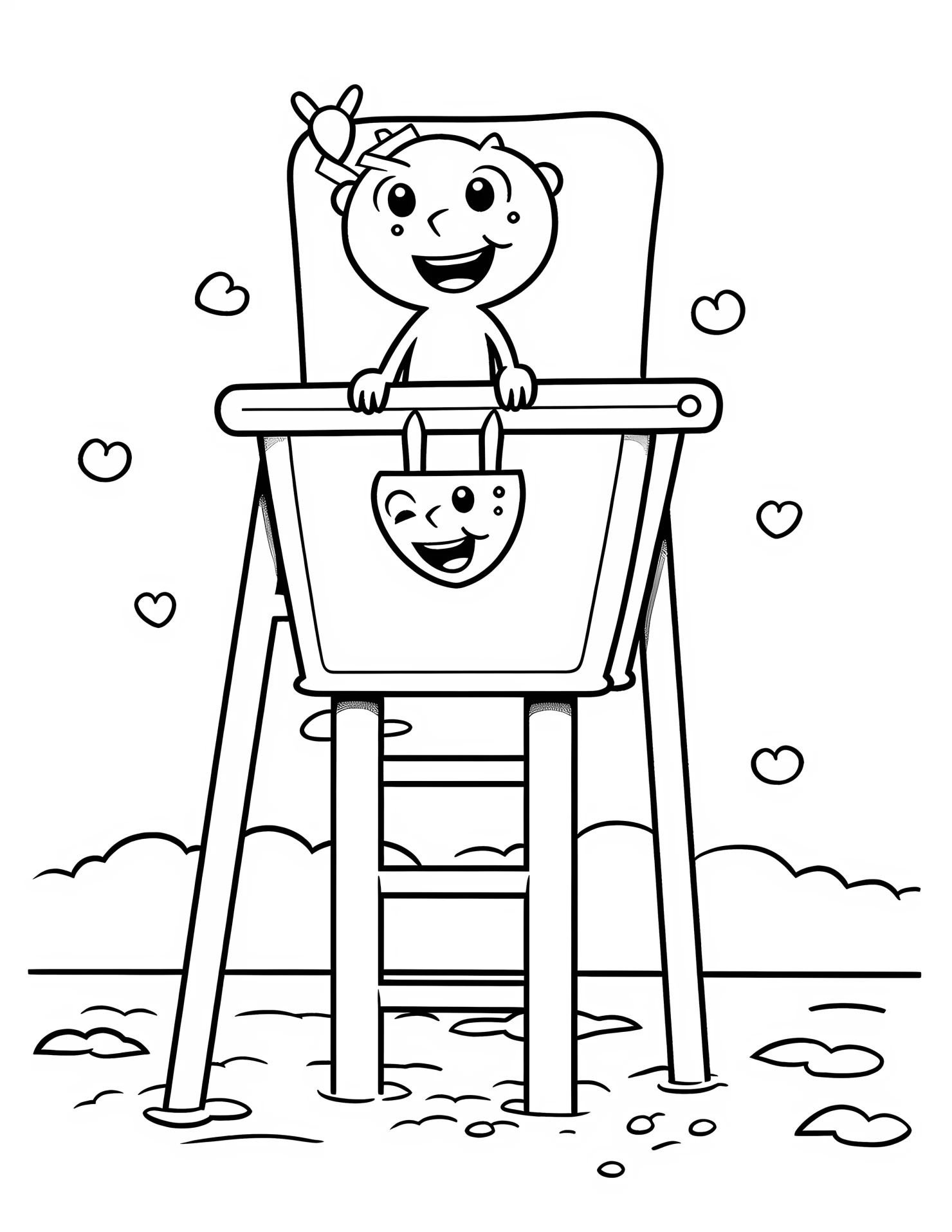 Diving board for kids coloring page on white color background #31197