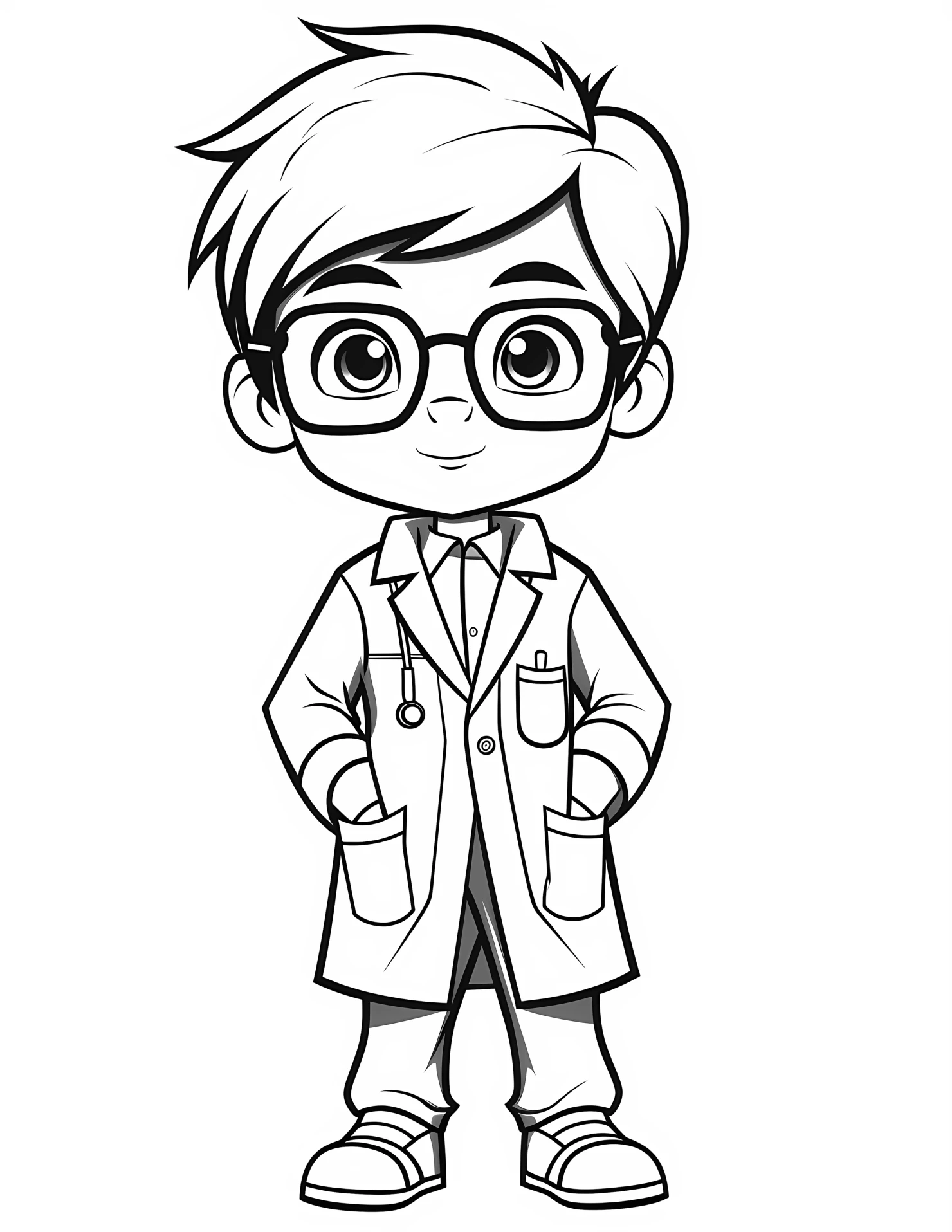 Doctor for kids coloring page on white color background #31201
