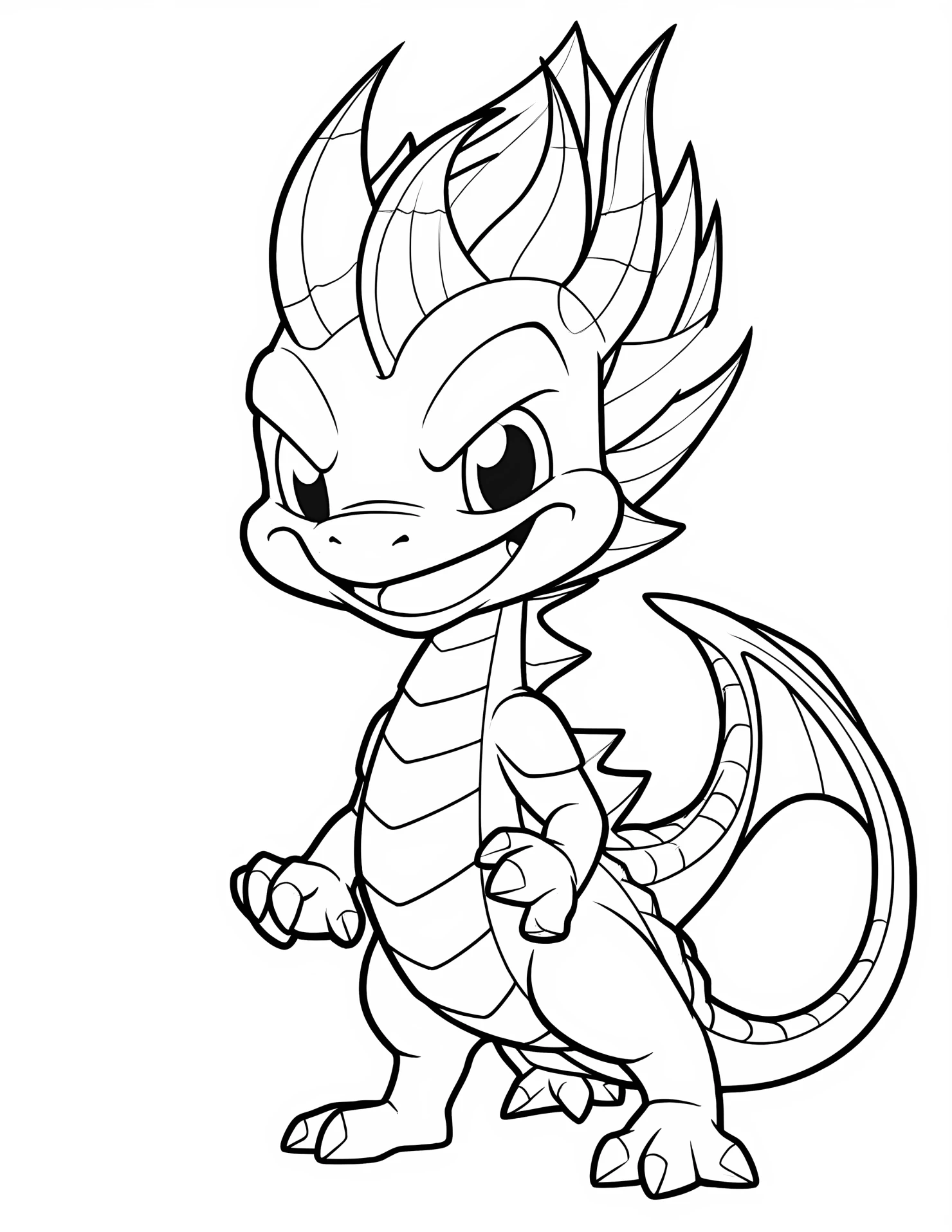 Dragon for kids coloring page on white color background #31237