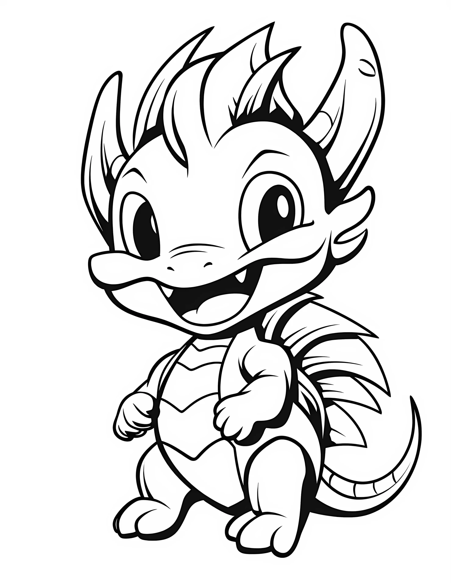 Dragon for kids coloring page on white color background #31238