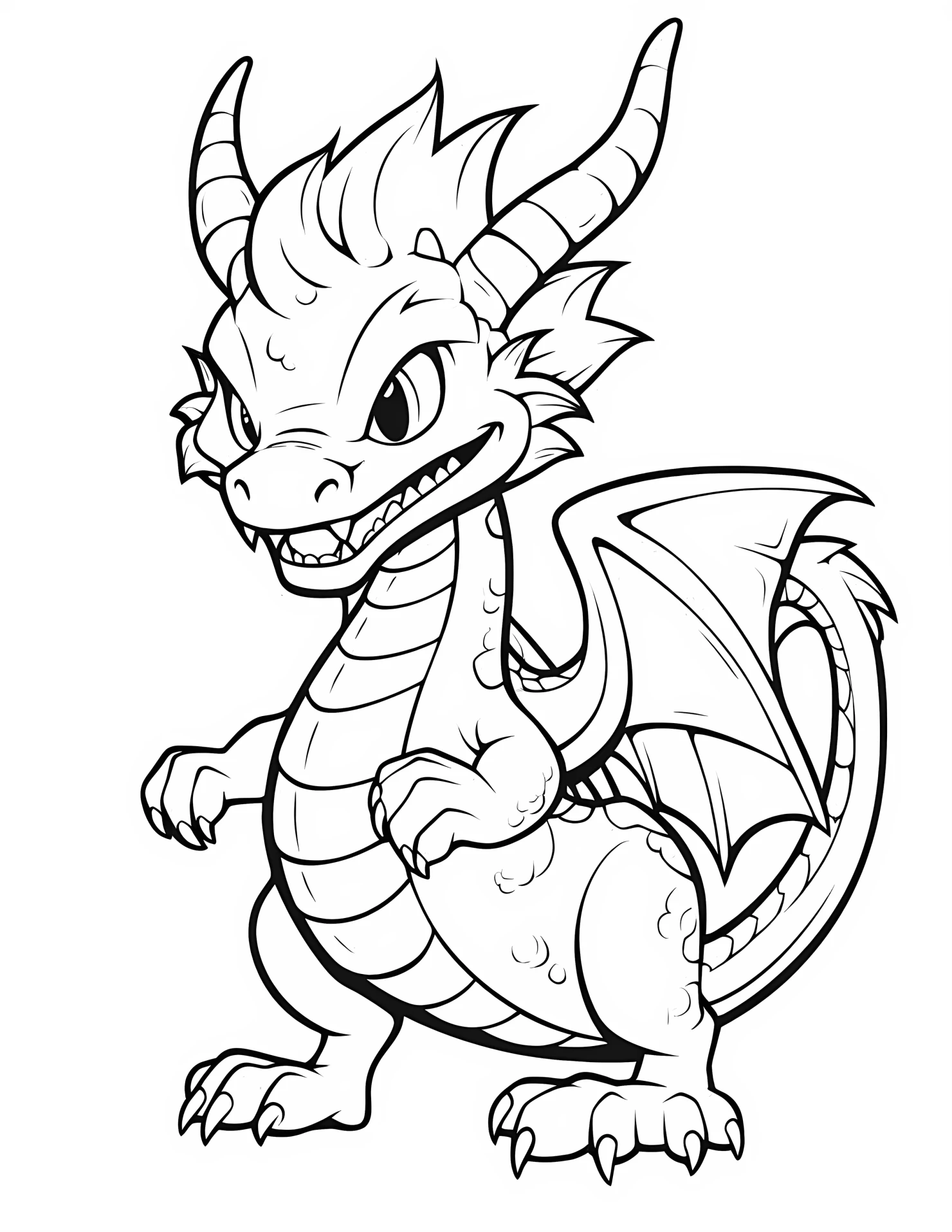 Dragon for kids coloring page on white color background #31240
