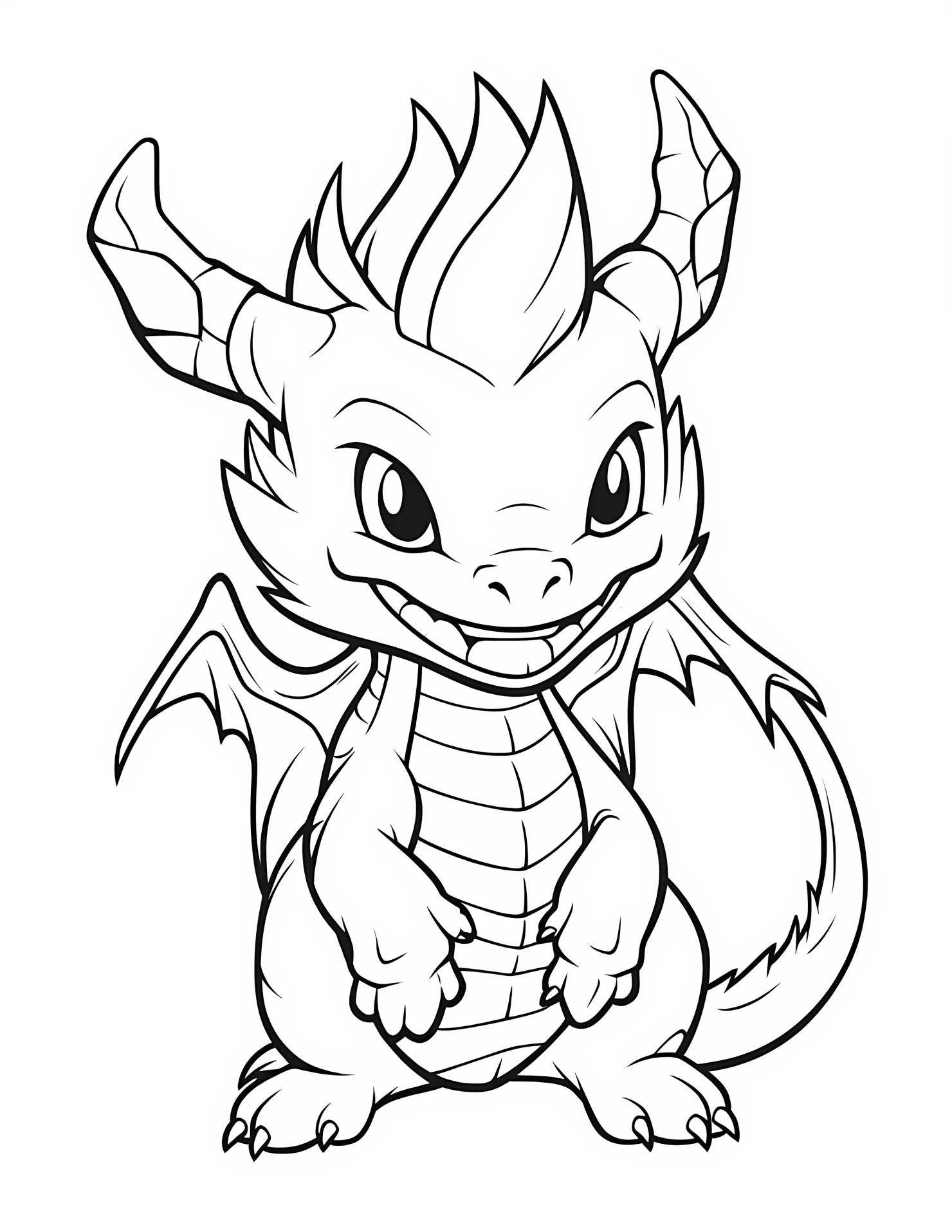 Dragon for kids coloring page on white color background #31241