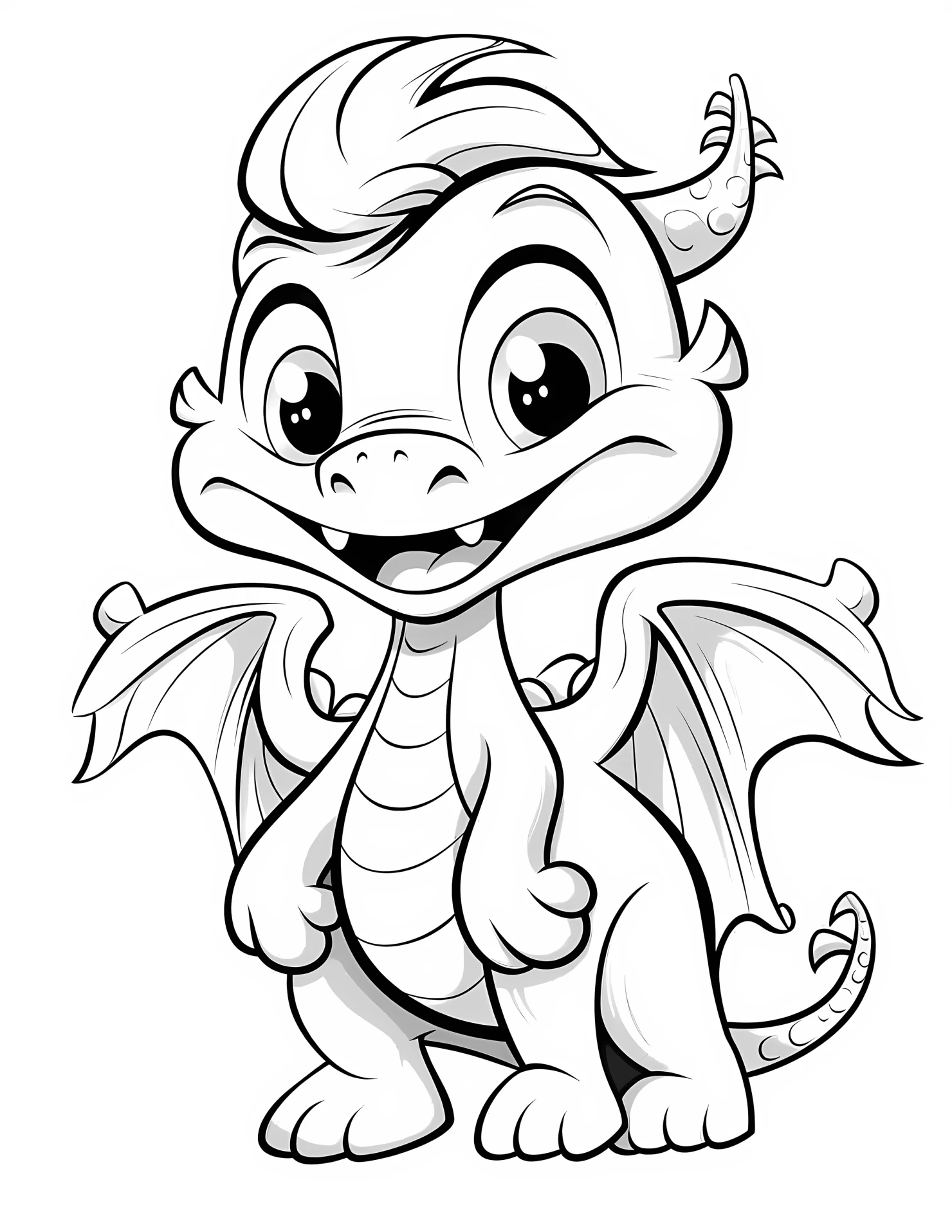 Dragon for kids coloring page on white color background #31242