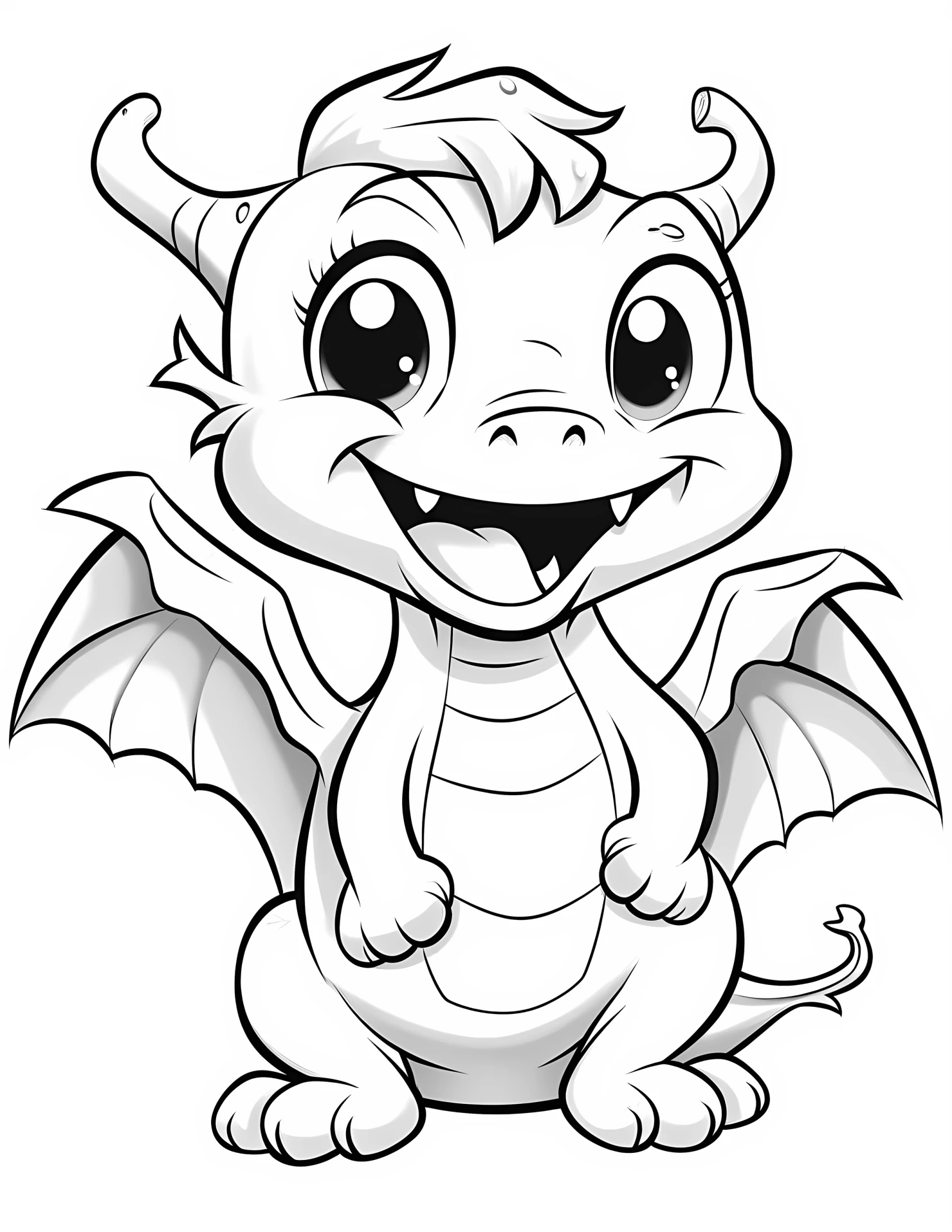 Dragon for kids coloring page on white color background #31243