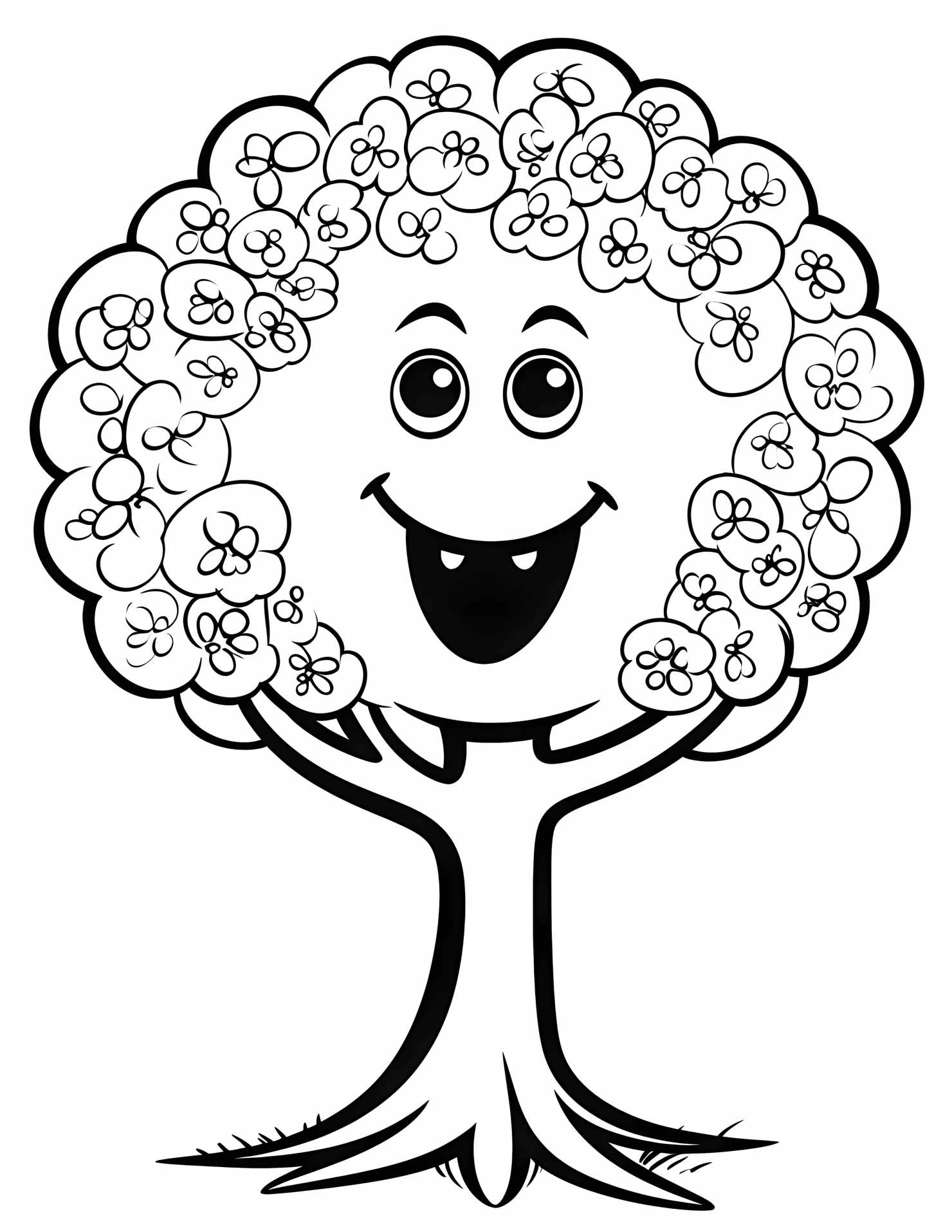 Dogwood tree for kids coloring page on white color background #31249