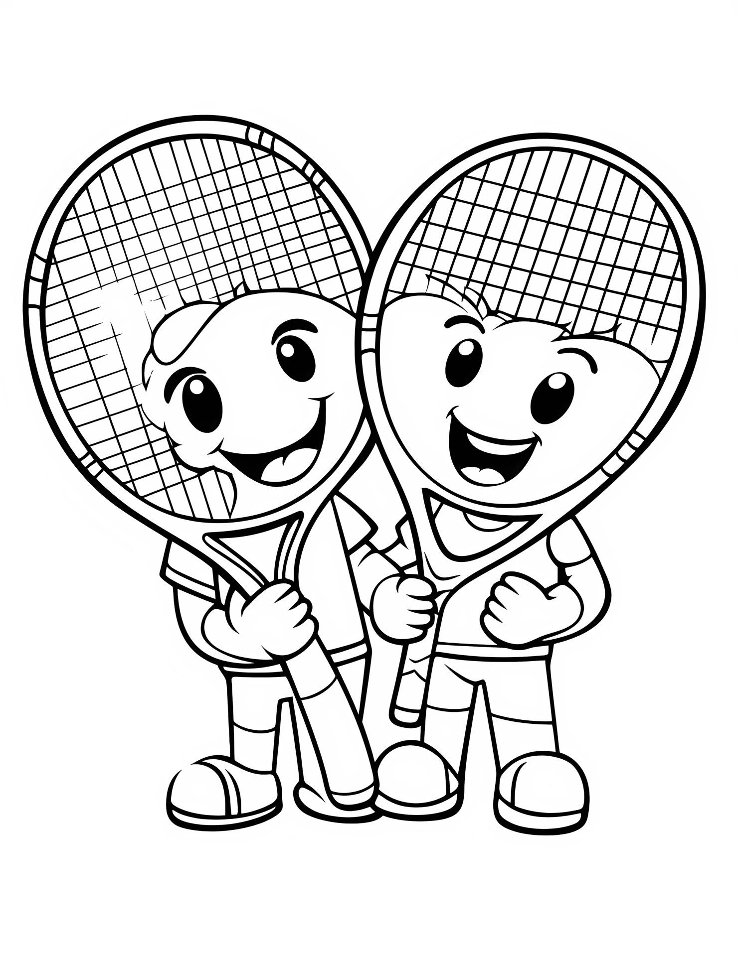 Doubles match for kids coloring page on white color background #31261