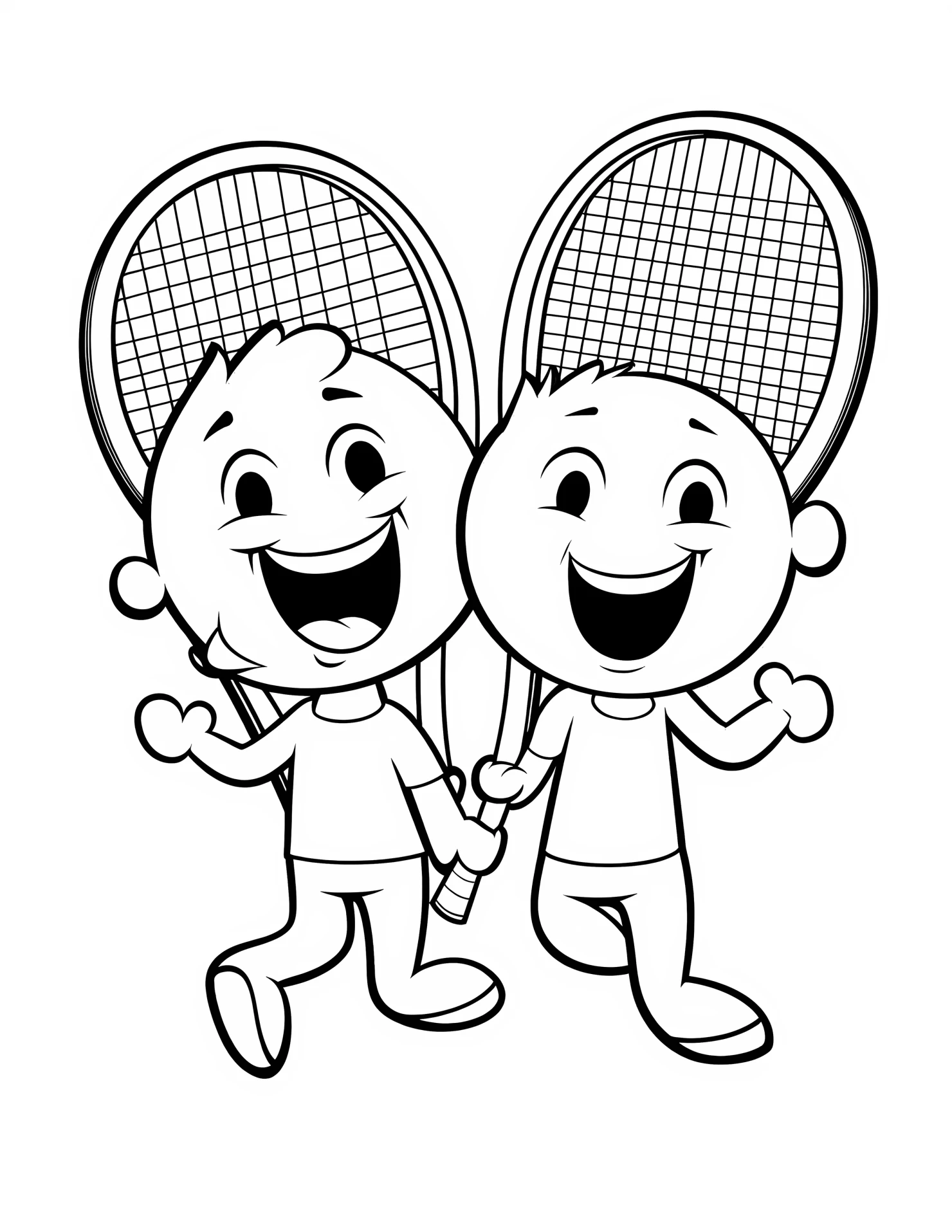 Doubles match for kids coloring page on white color background #31262