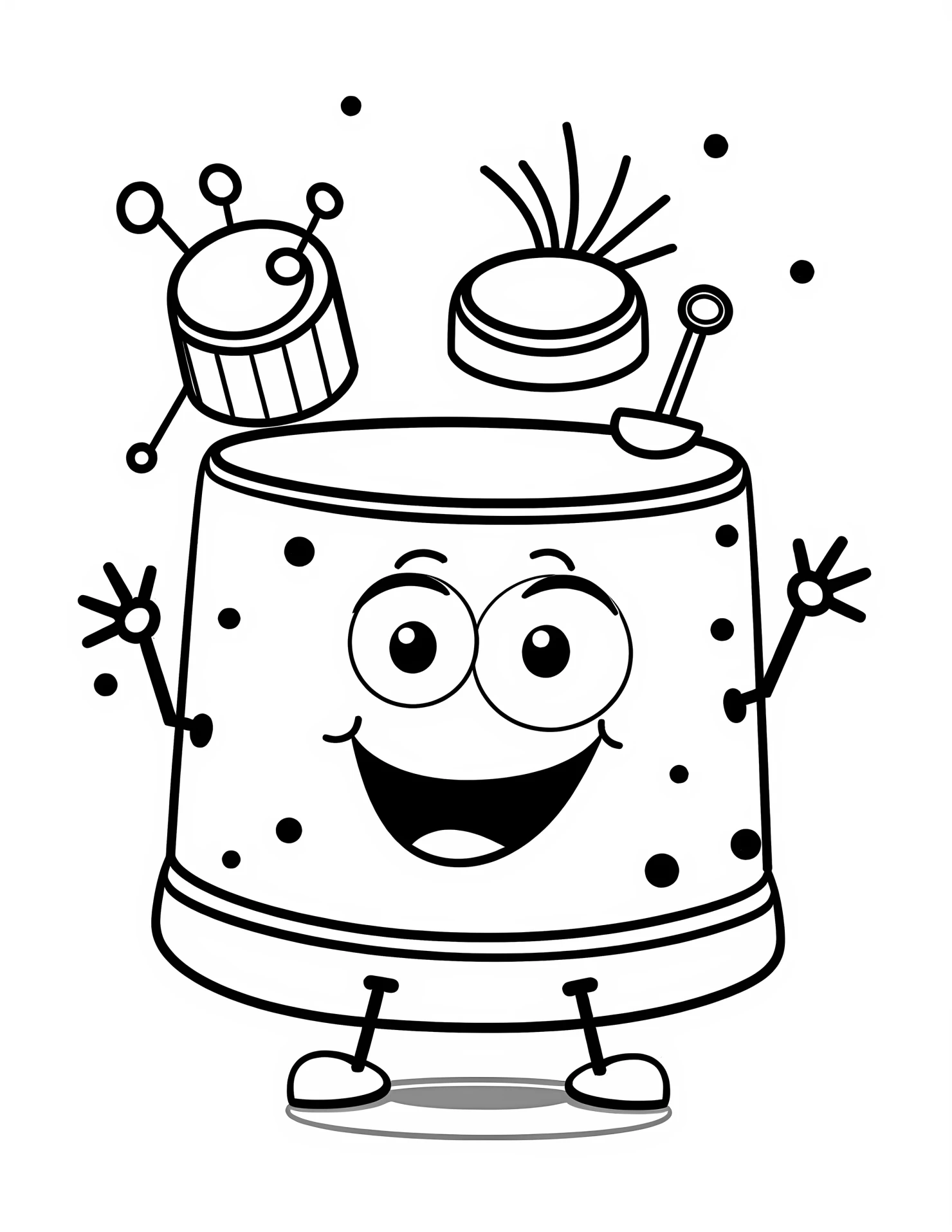 Drums for kids coloring page on white color background #31283