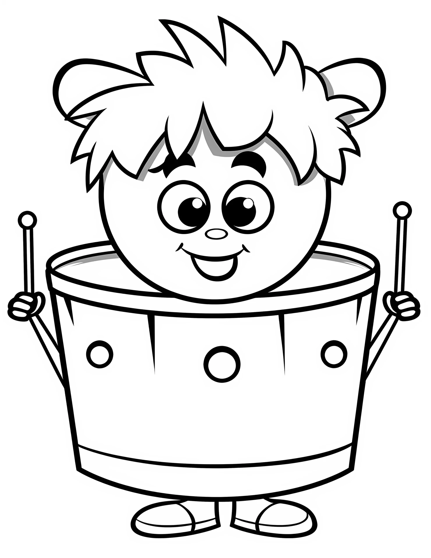 Drums for kids coloring page on white color background #31284