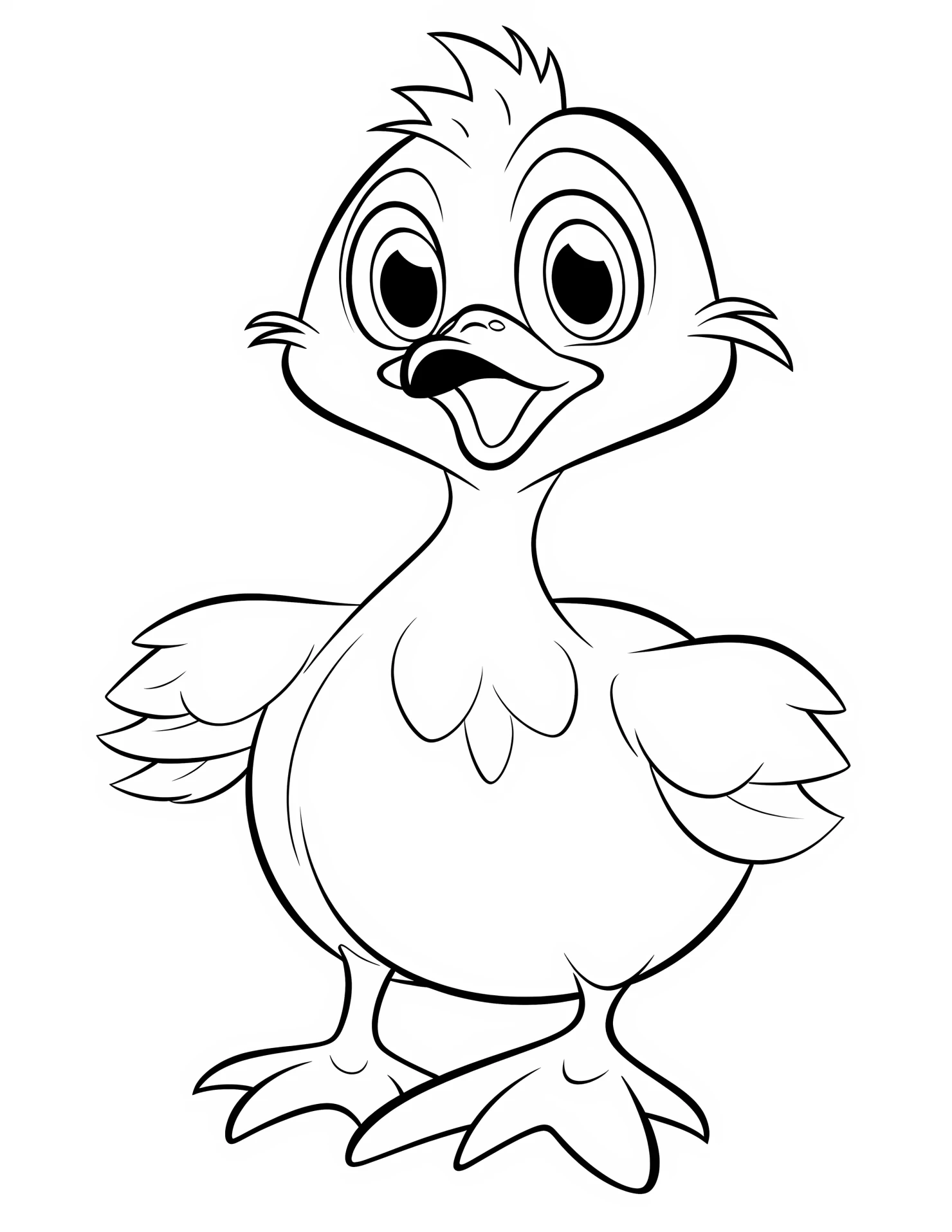 Duck for kids coloring page on white color background #31291