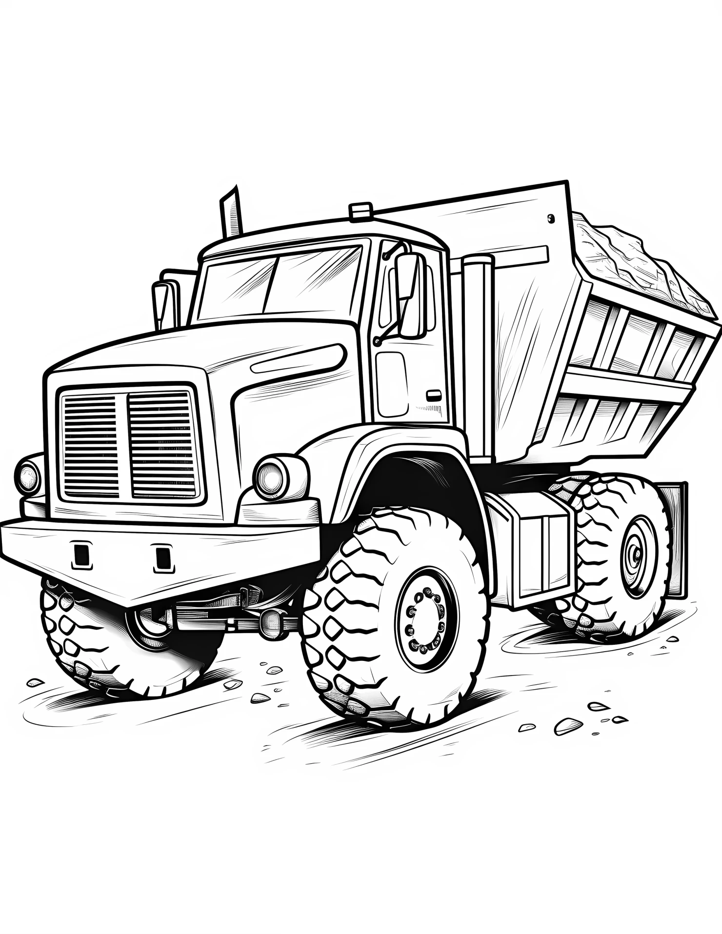 Dump truck for kids coloring page on white color background #31295