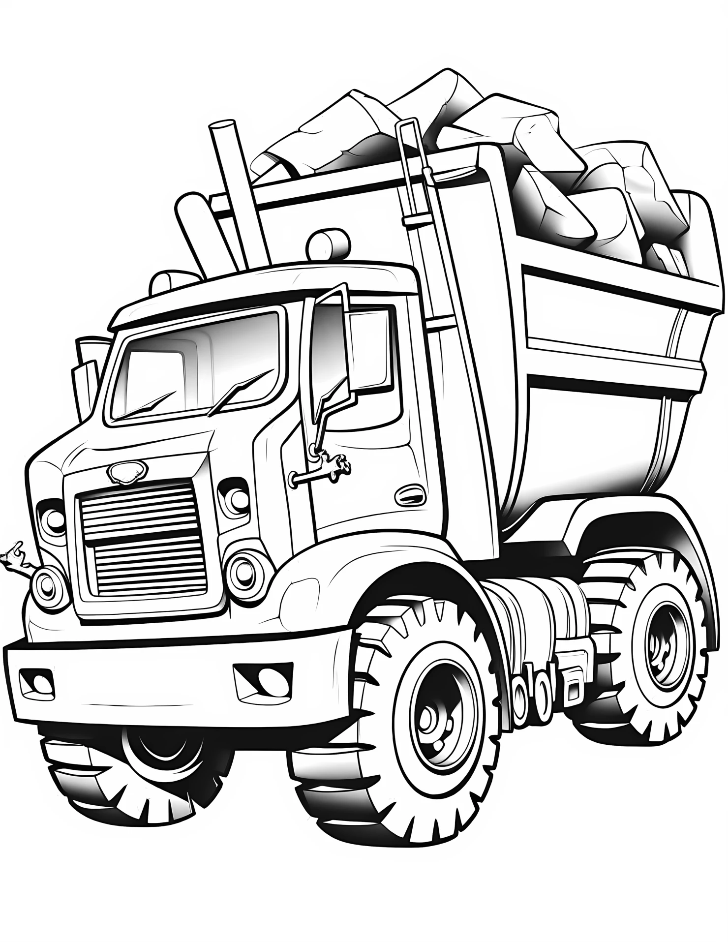 Dump truck for kids coloring page on white color background #31299