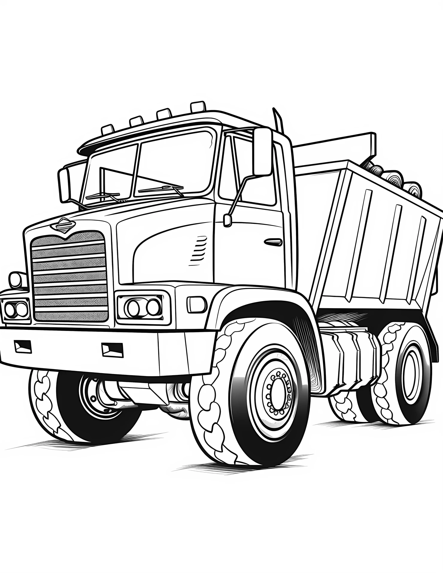 Dump truck for kids coloring page on white color background #31300