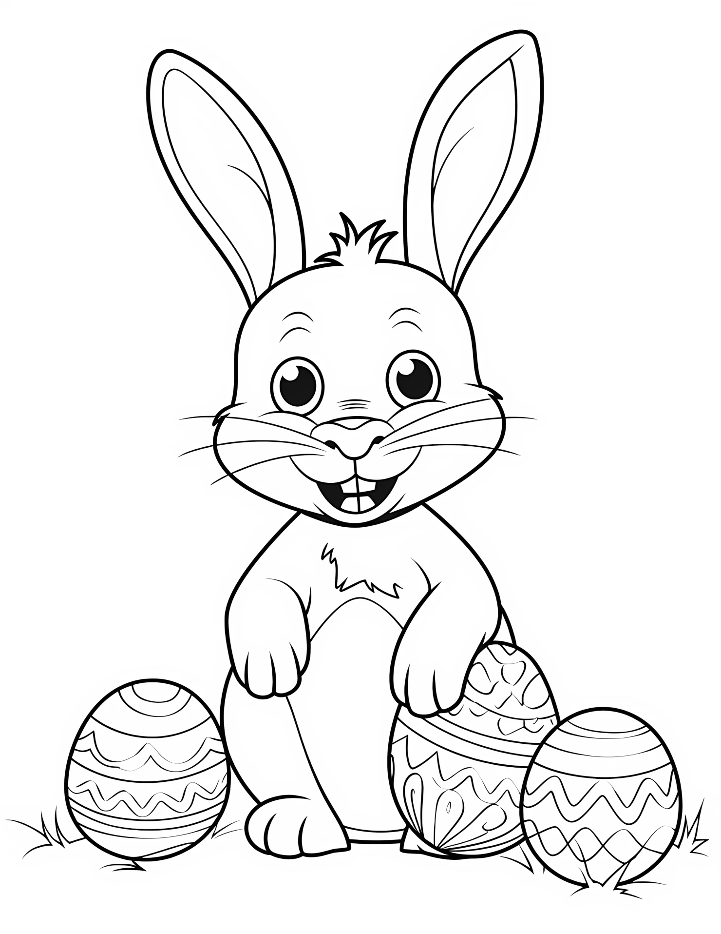 Easter bunny for kids coloring page on white color background #31313