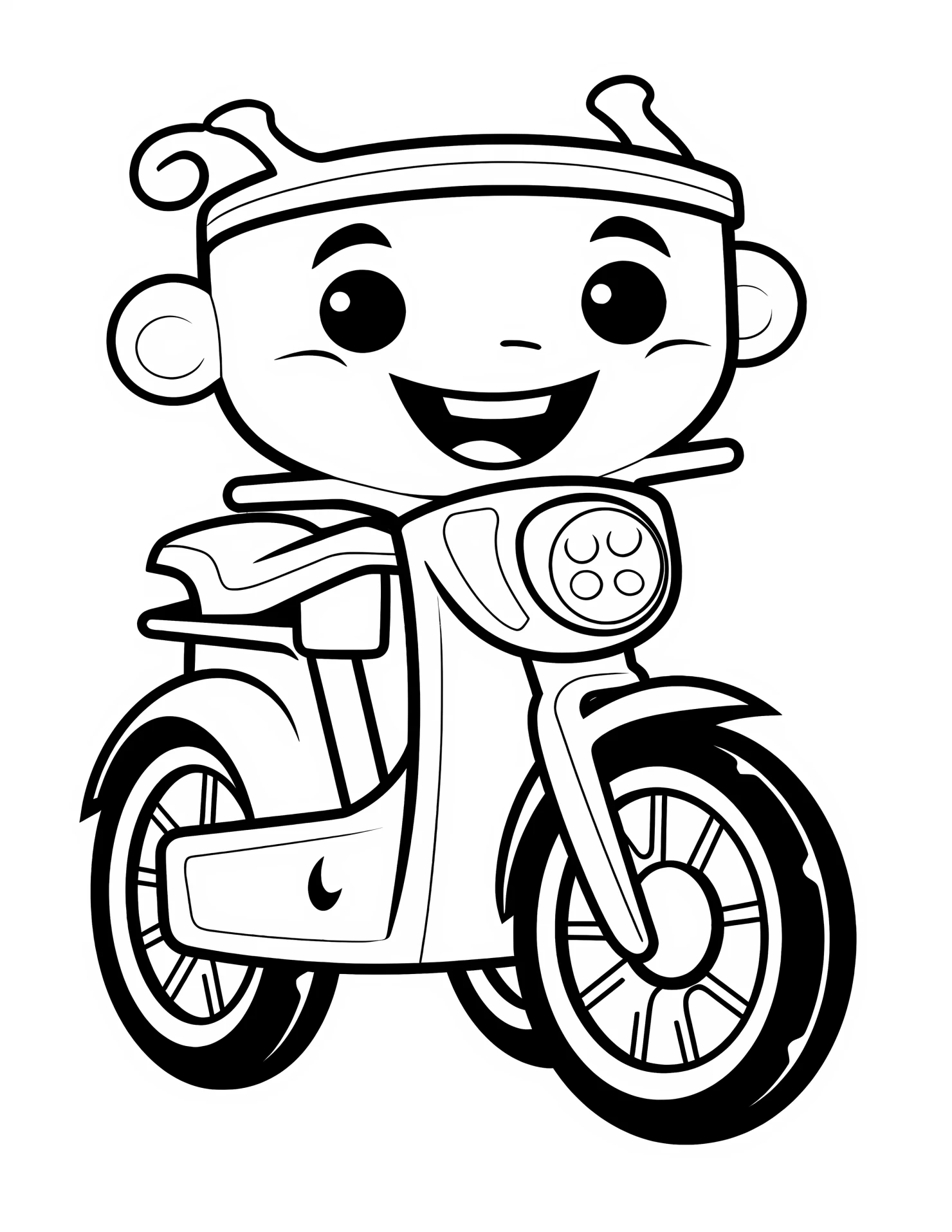 Electric bike for kids coloring page on white color background #31334