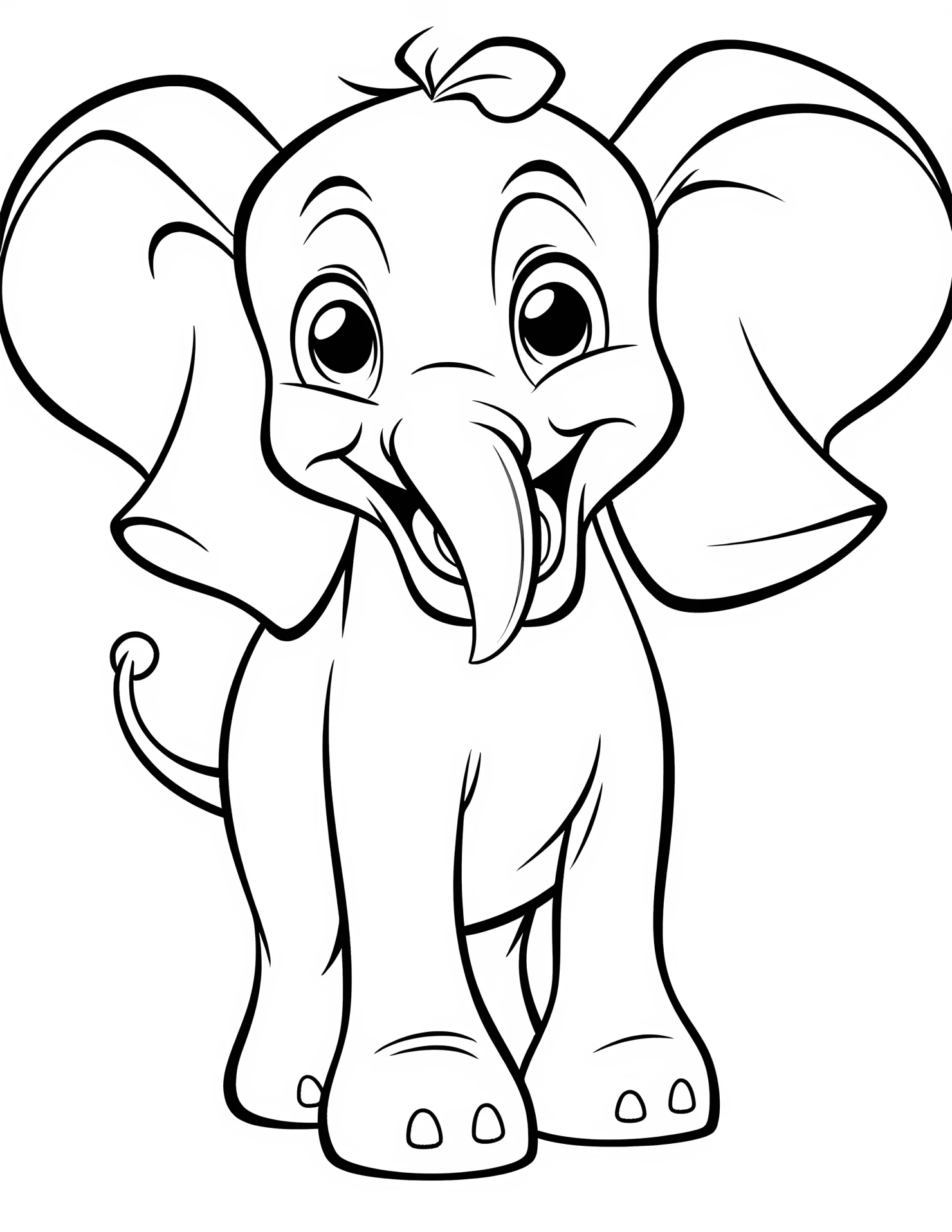 Elephant for kids coloring page on white color background #31340