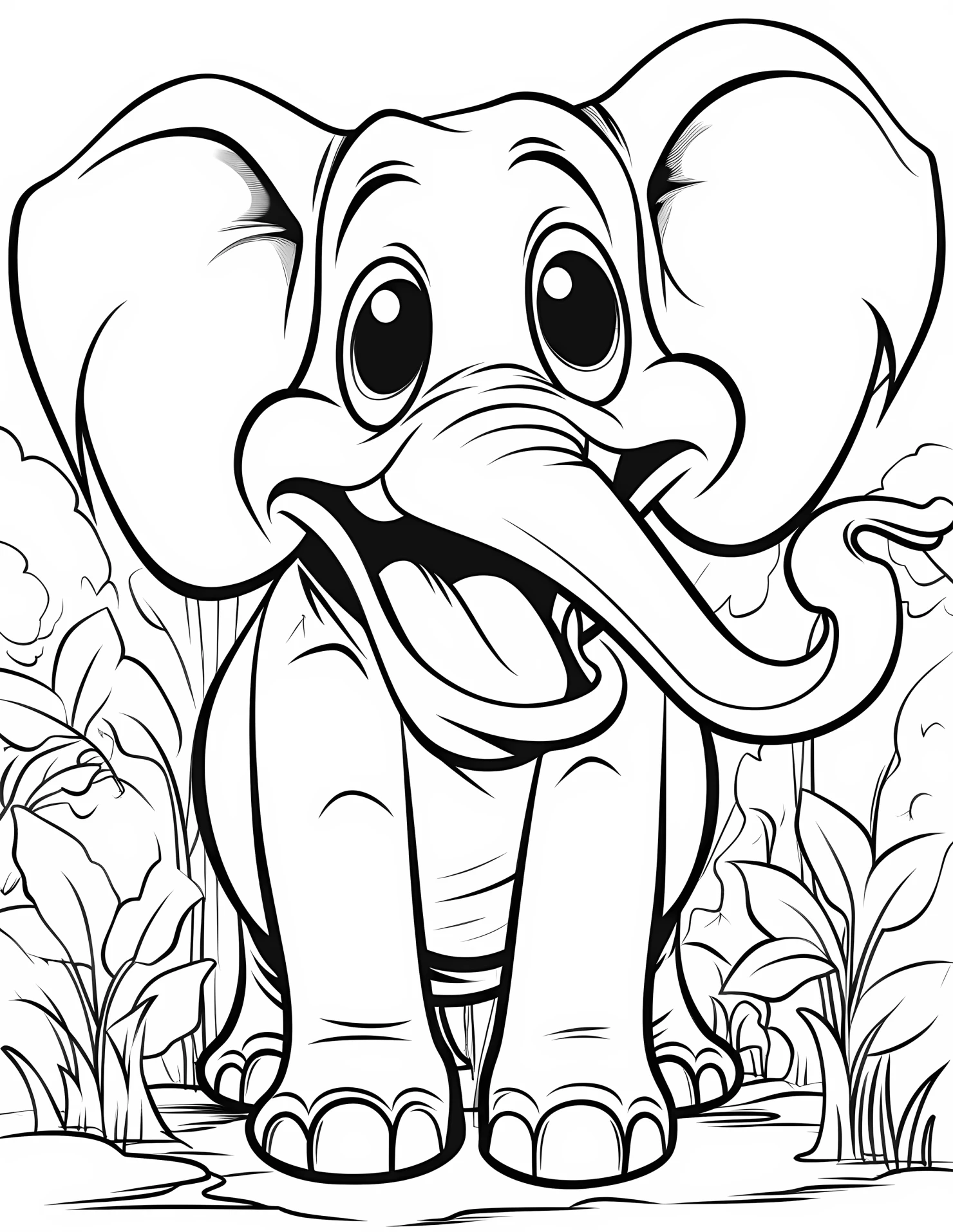 Elephant for kids coloring page on white color background #31341