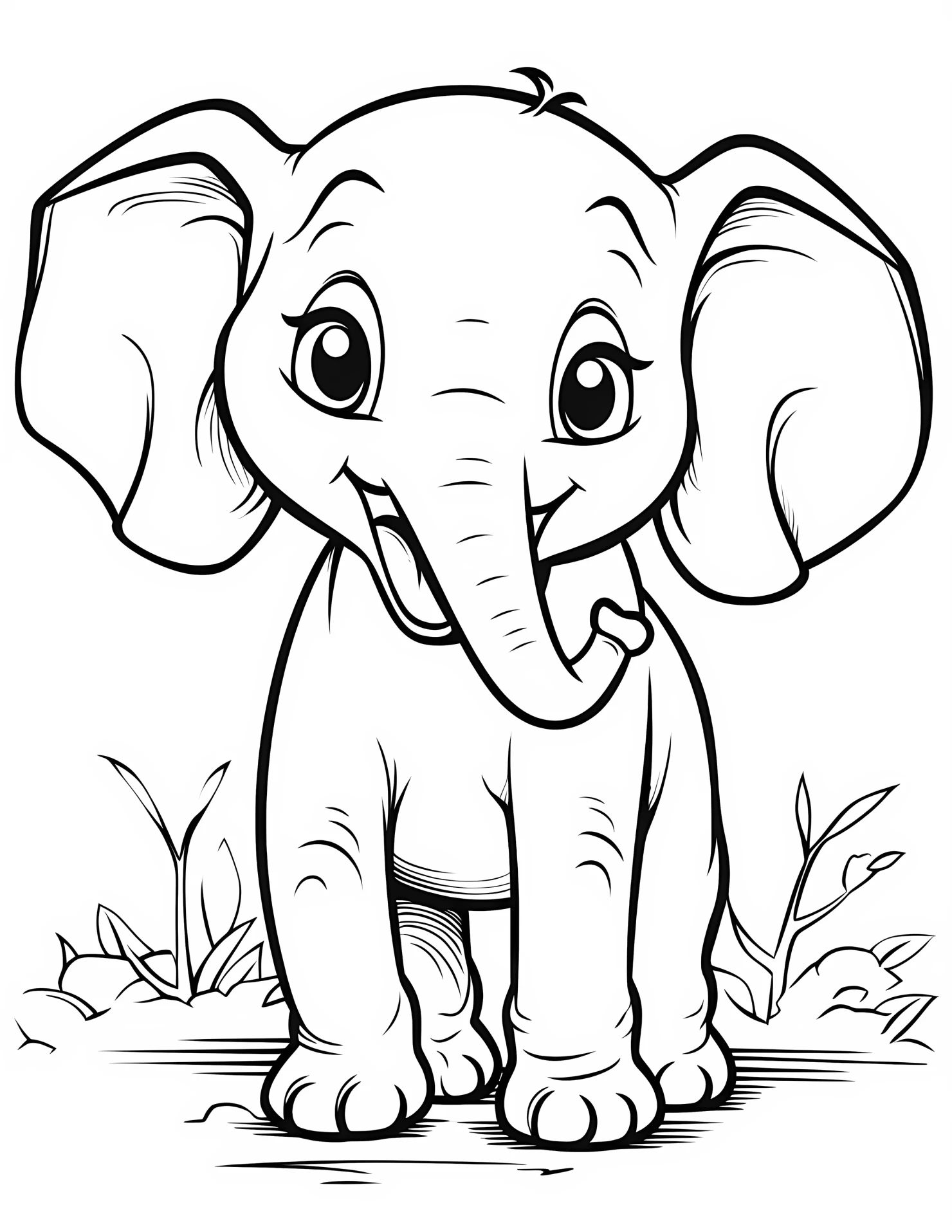 Elephant for kids coloring page on white color background #31342