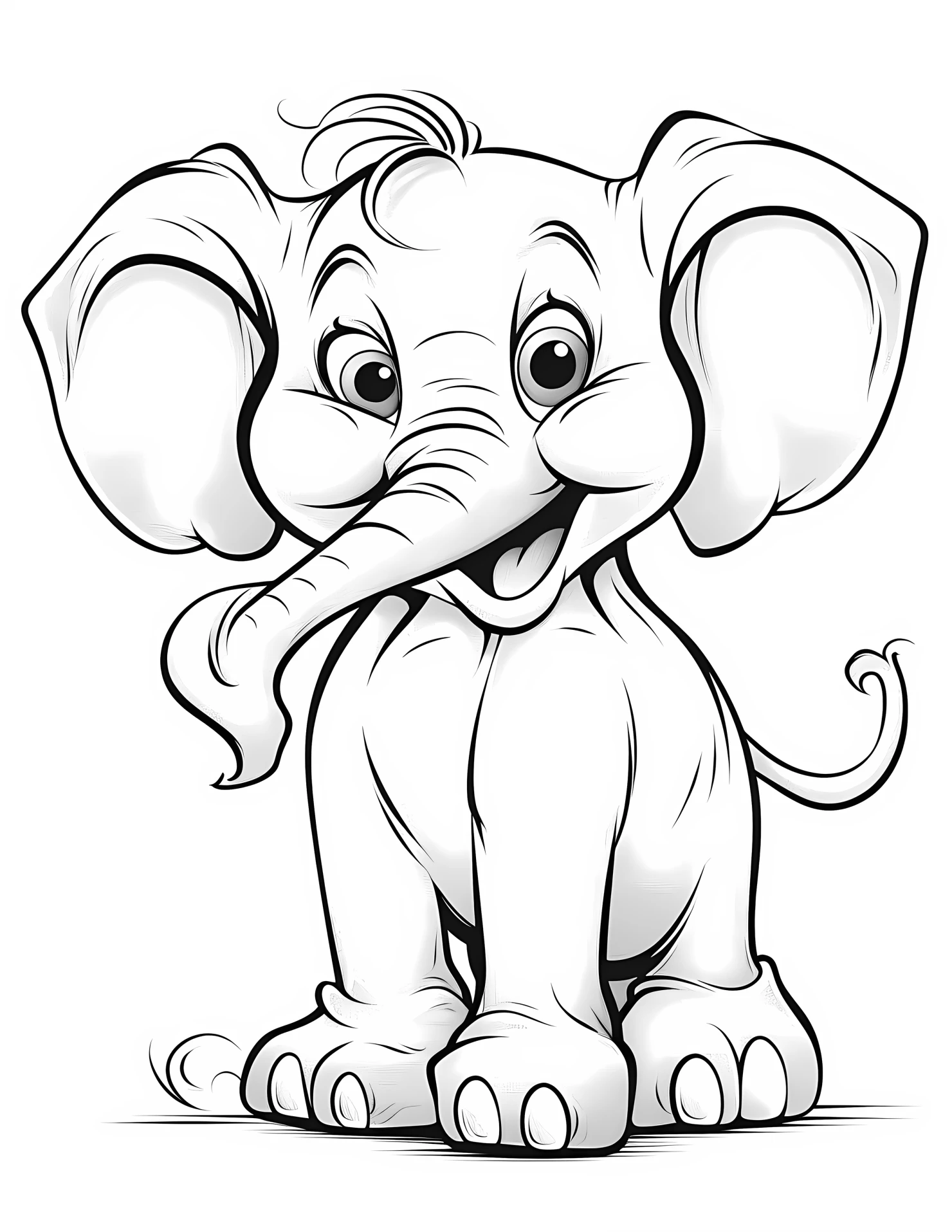 Elephant for kids coloring page on white color background #31343