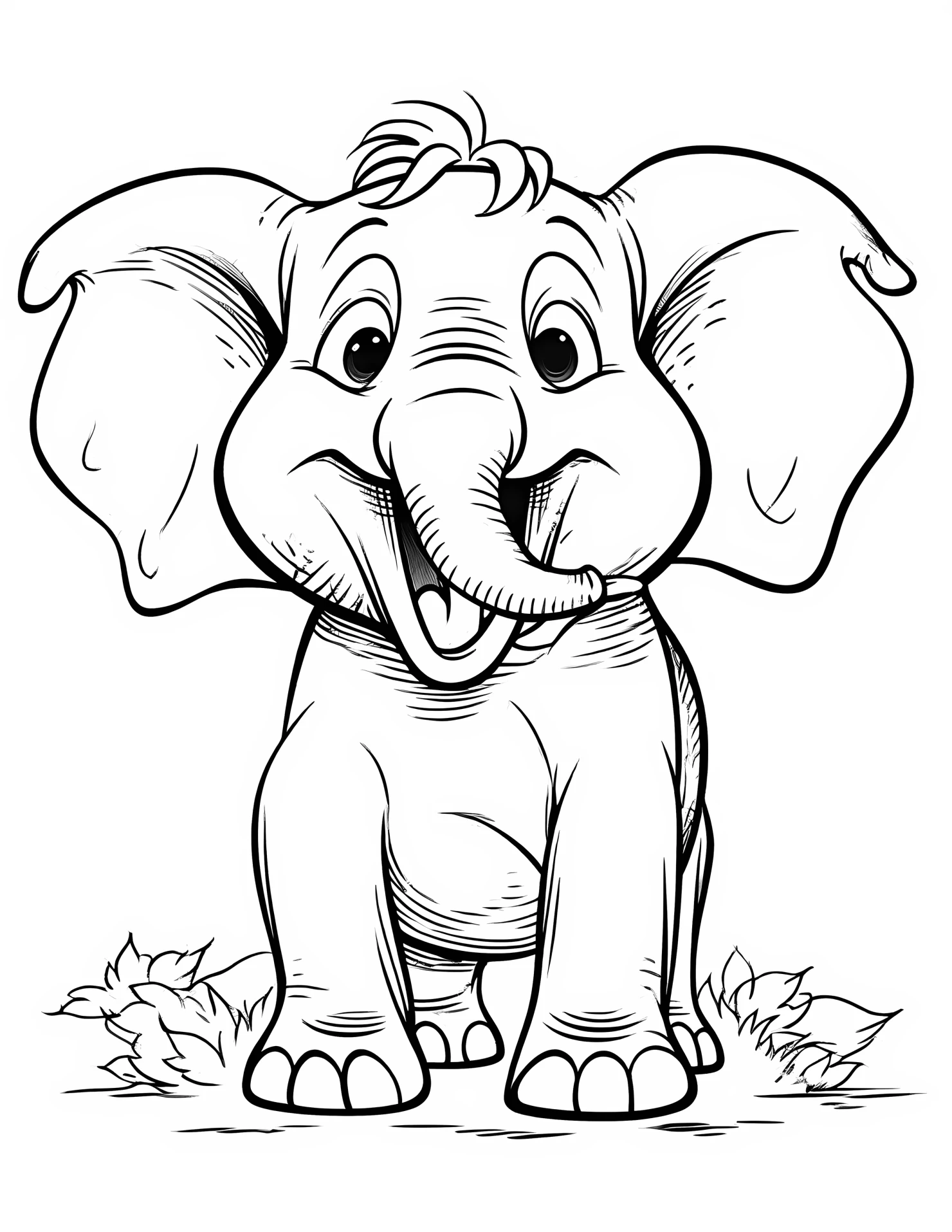 Elephant for kids coloring page on white color background #31344