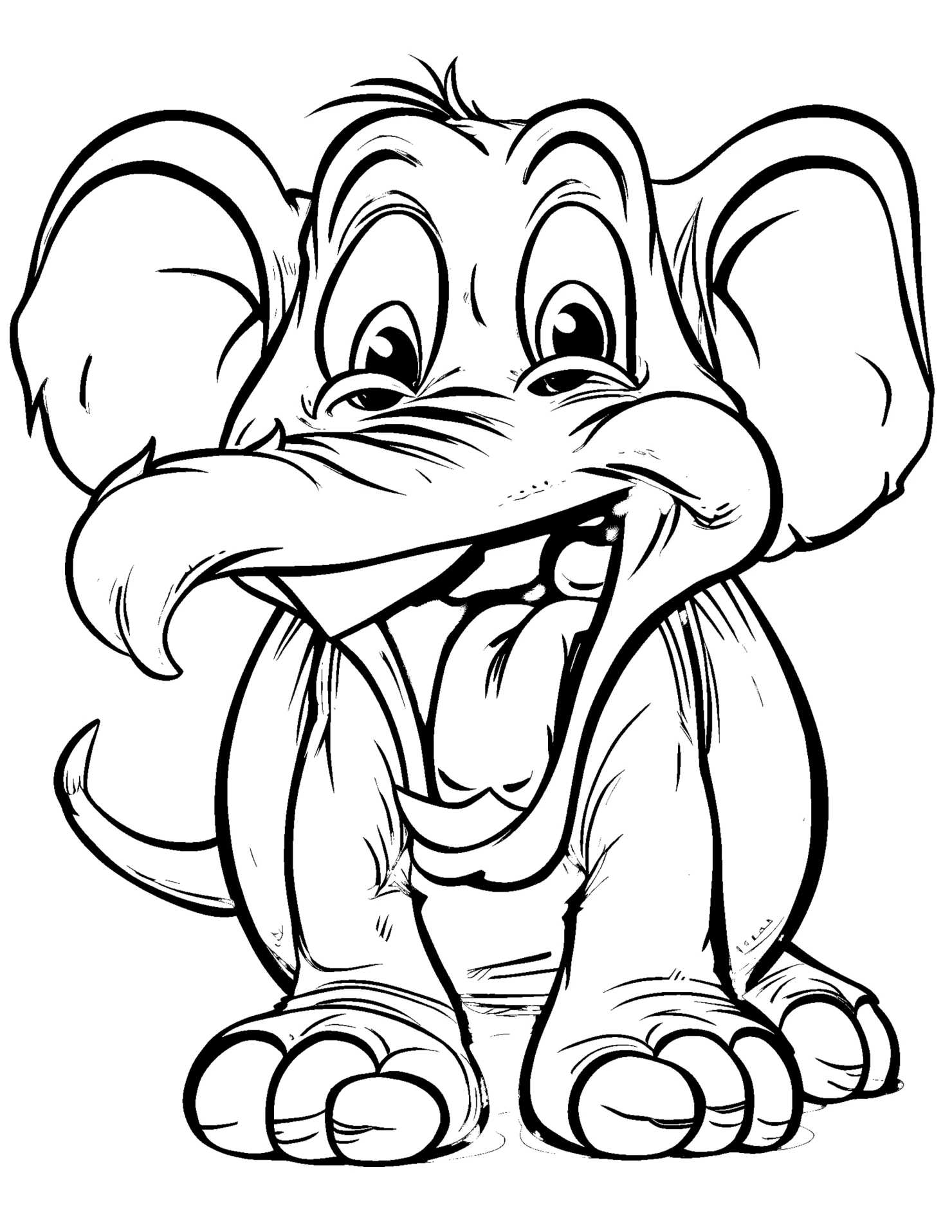 Elephant for kids coloring page on white color background #31346