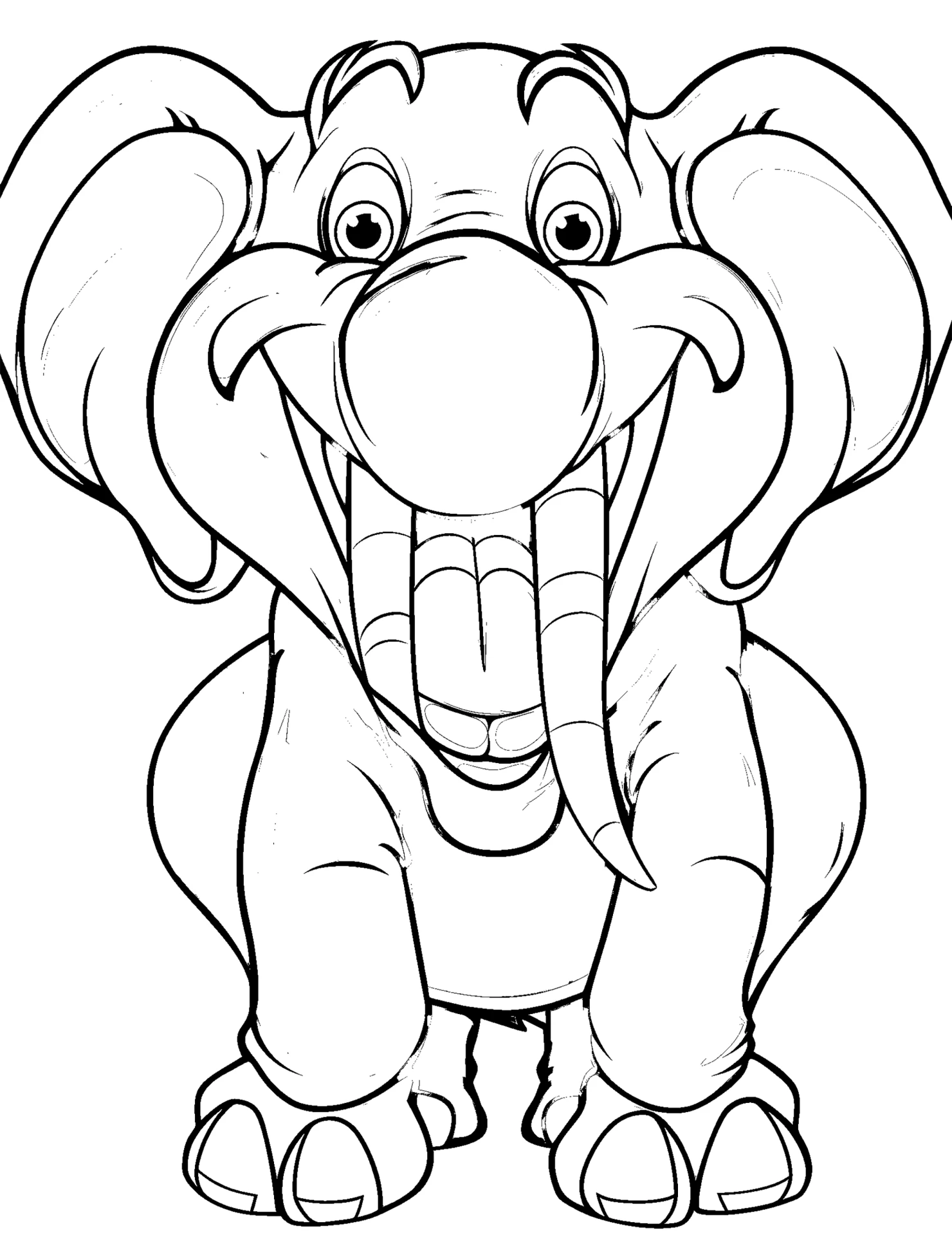 Elephant for kids coloring page on white color background #31347