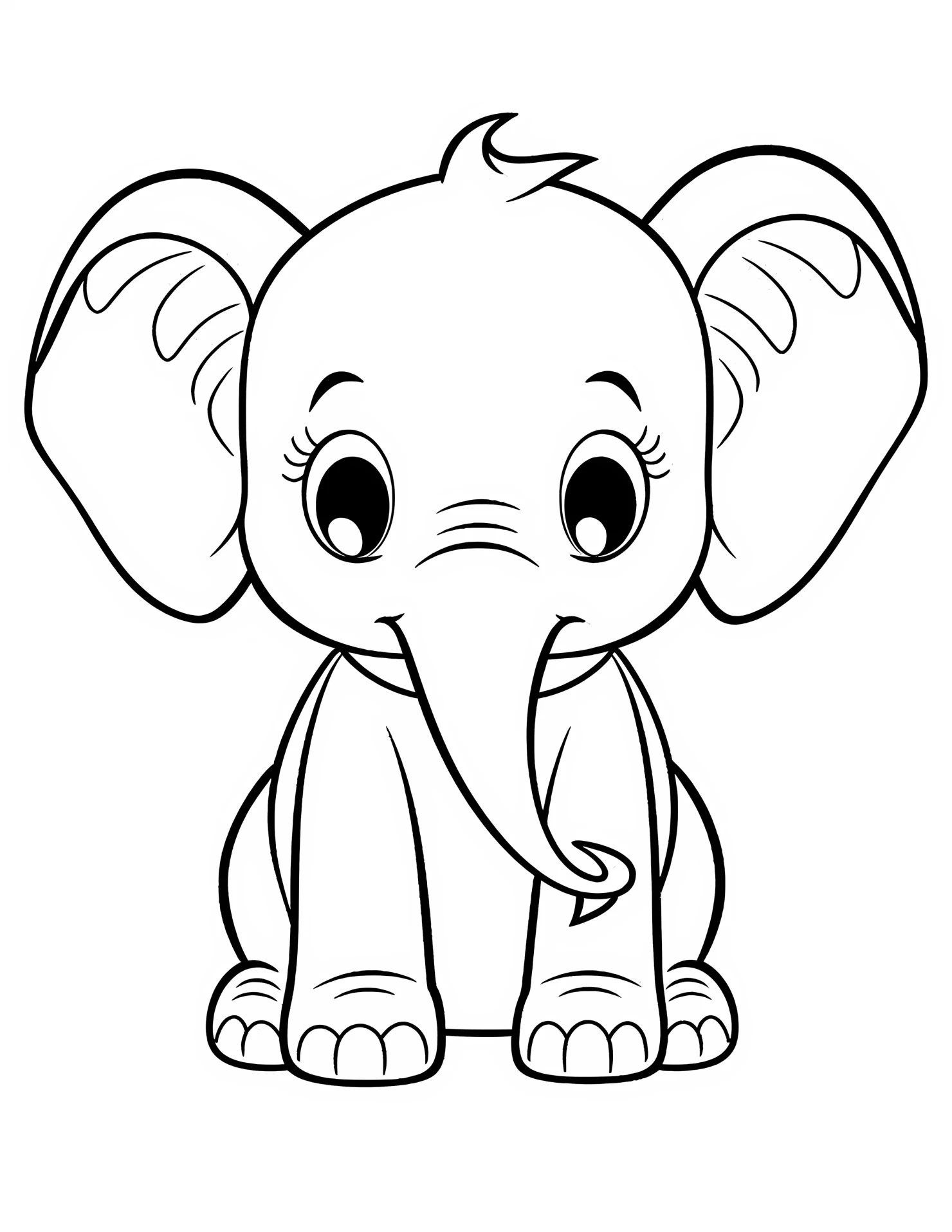 Elephant for kids coloring page on white color background #31350