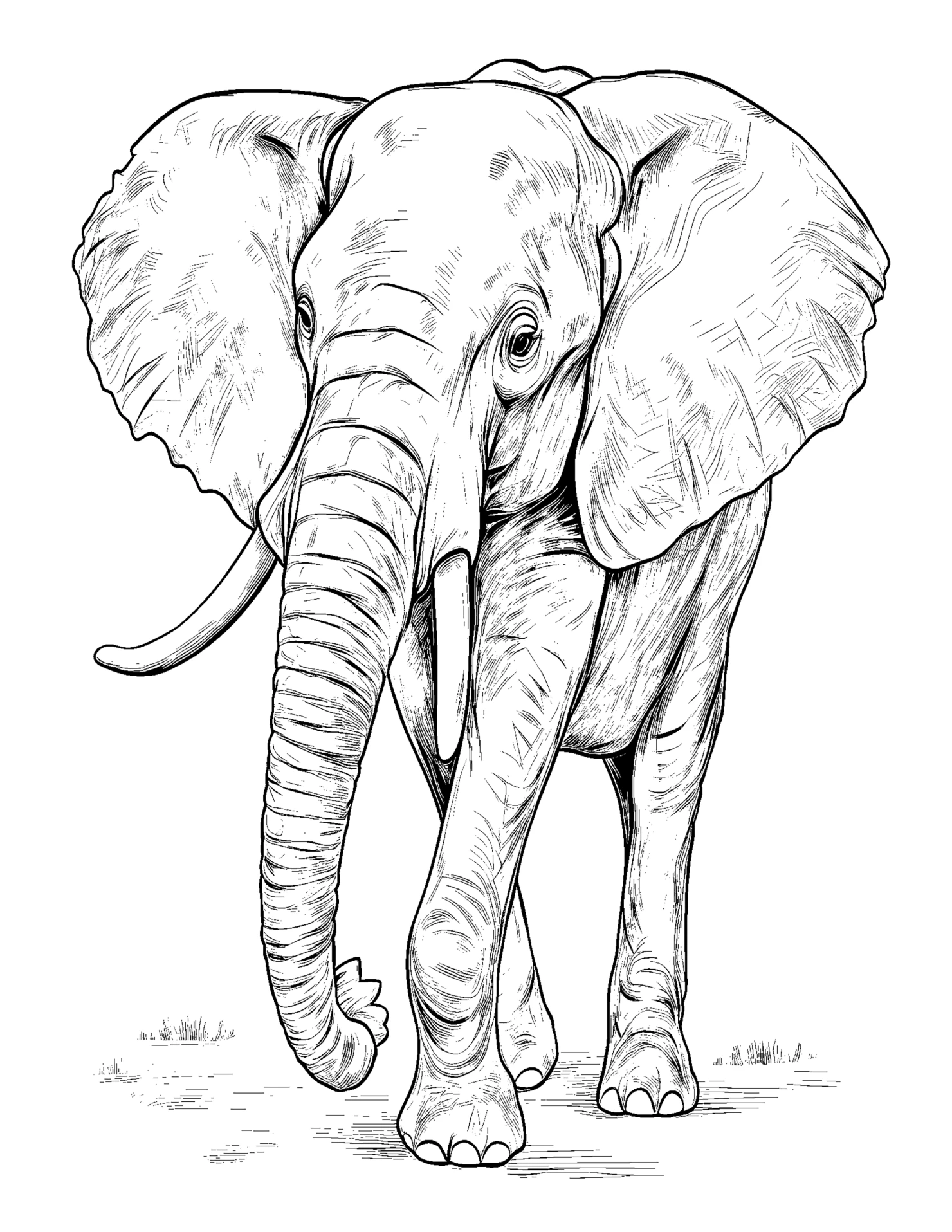 Elephant for kids coloring page on white color background #31354