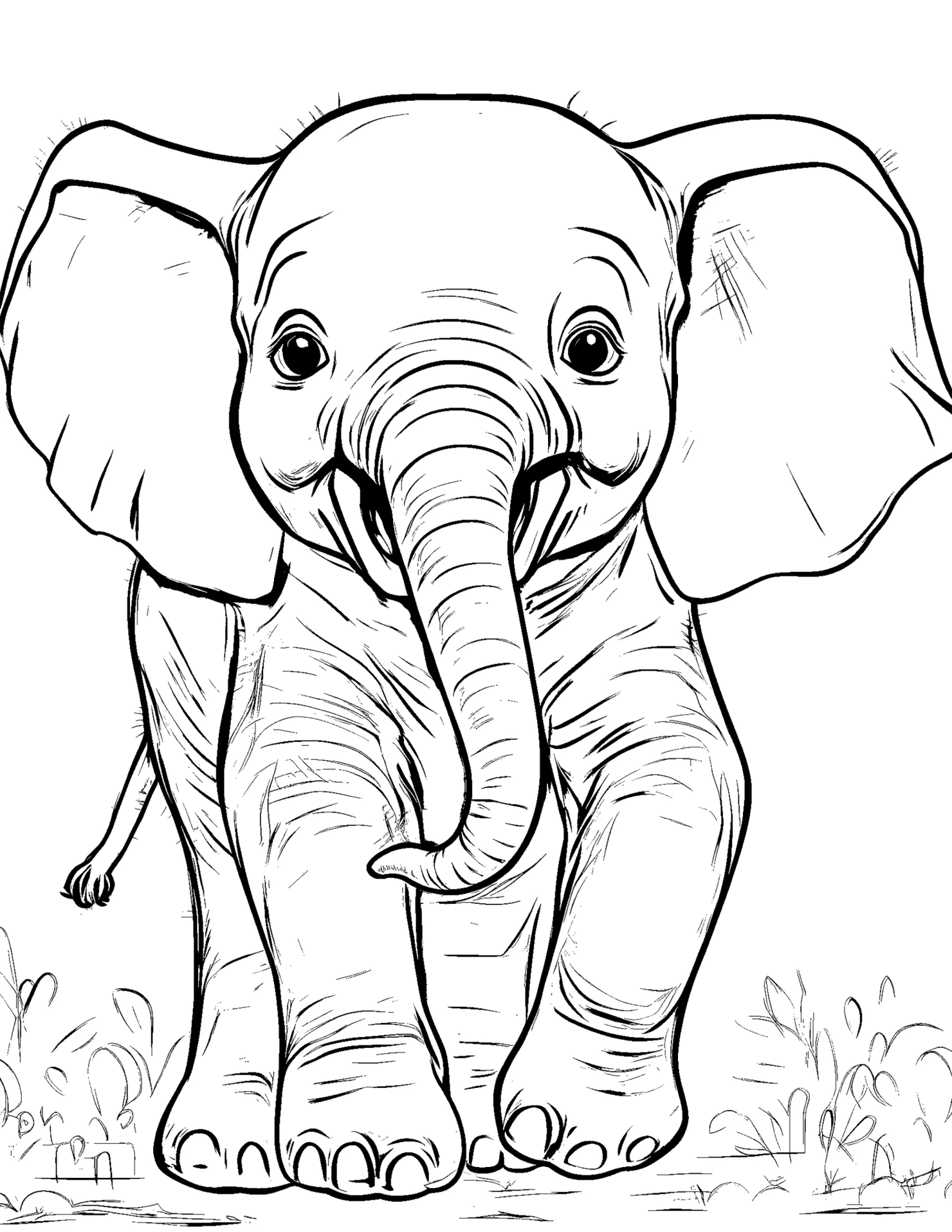 Elephant for kids coloring page on white color background #31355