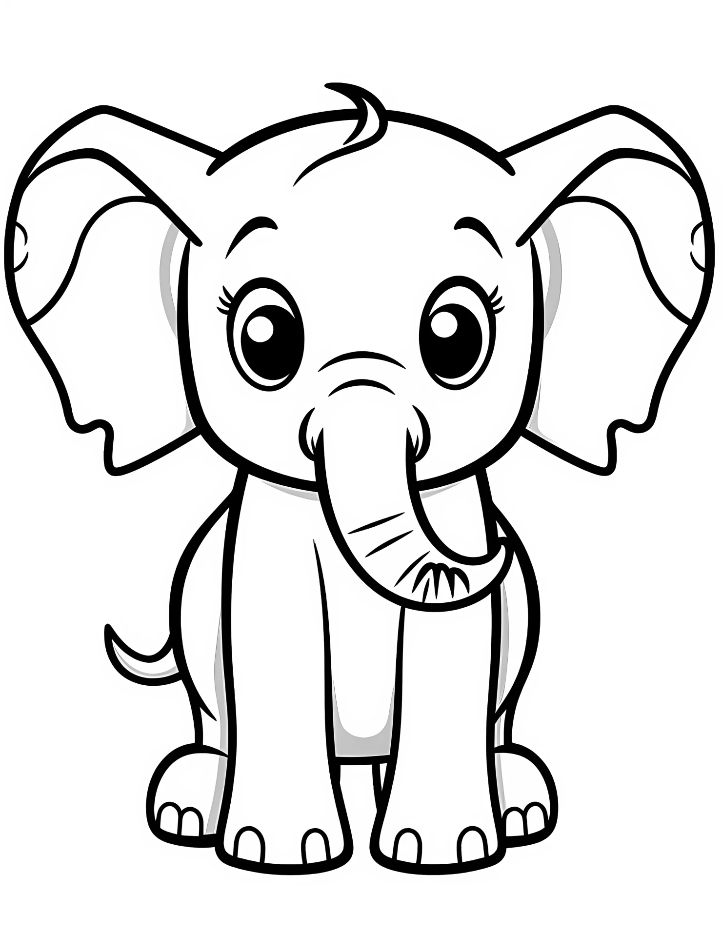 Elephant for kids coloring page on white color background #31361