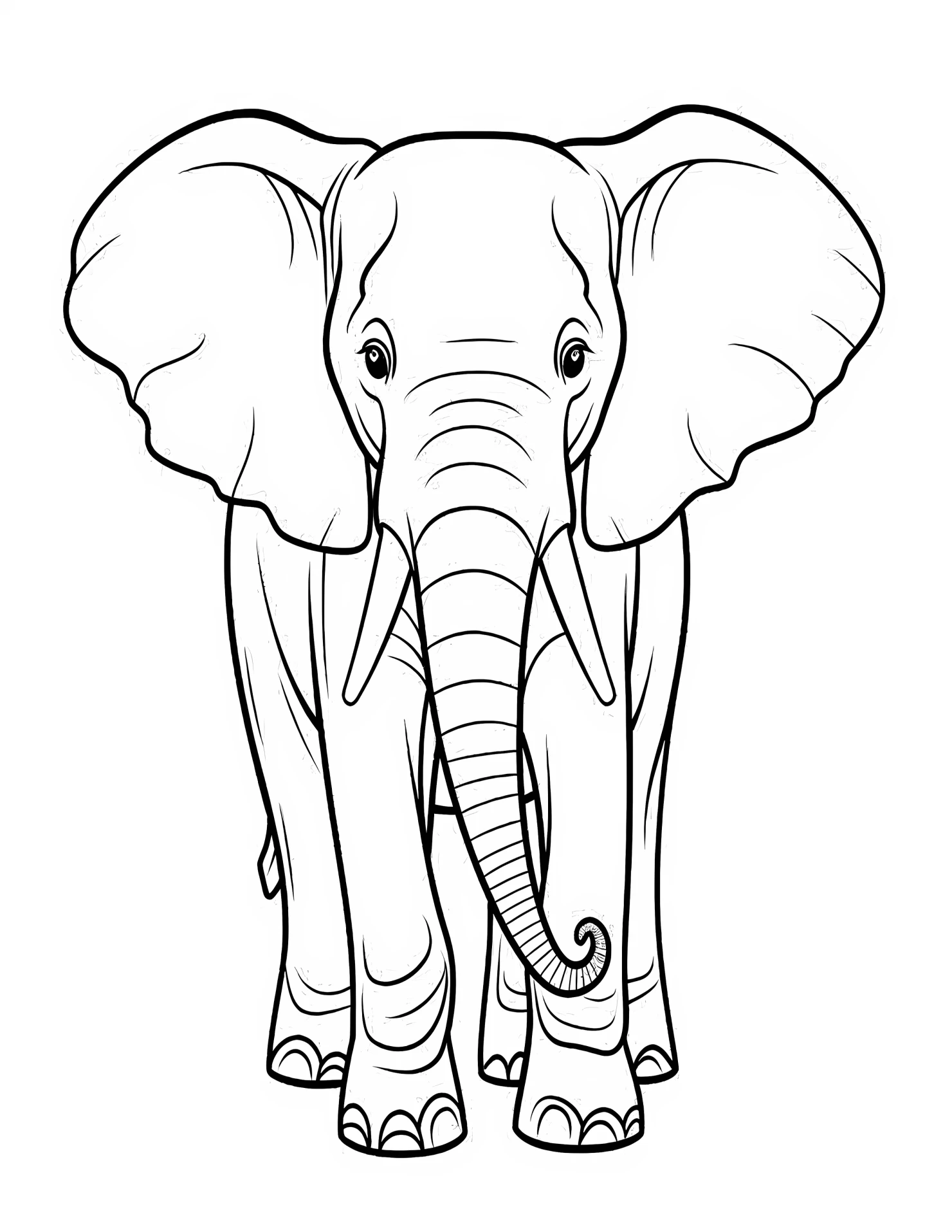 Elephant for kids coloring page on white color background #31363
