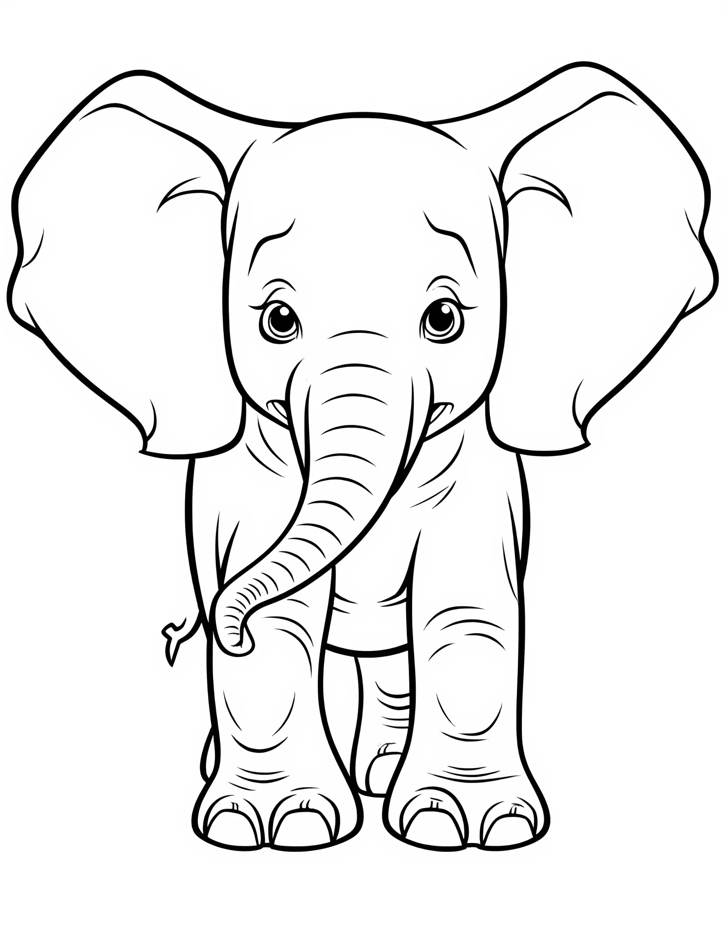 Elephant for kids coloring page on white color background #31365