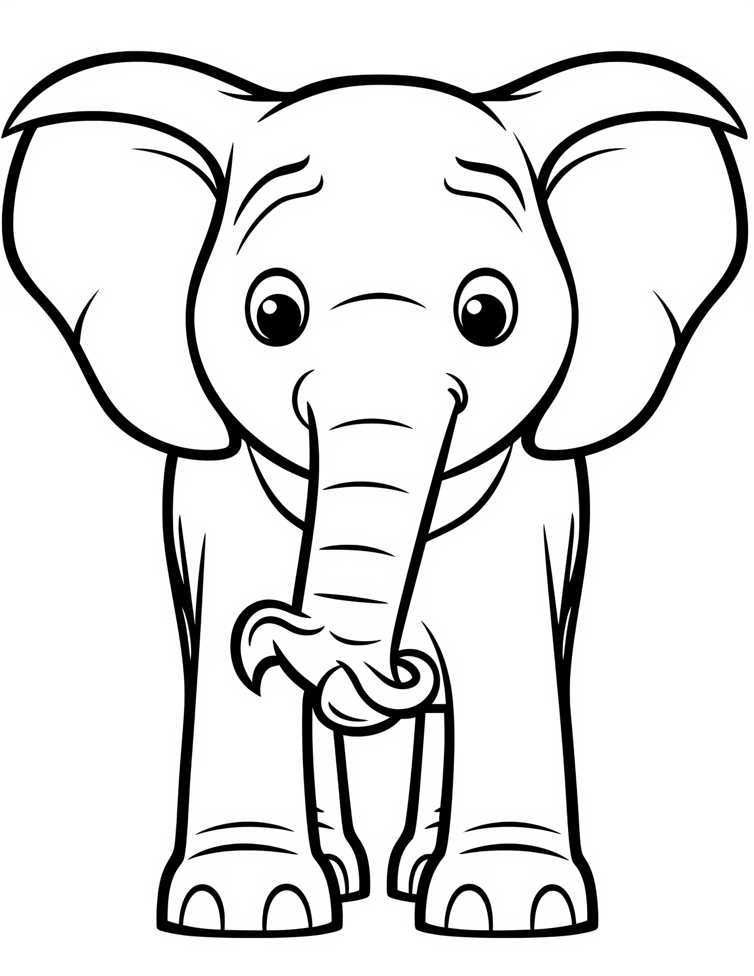 Elephant for kids coloring page on white color background #31366