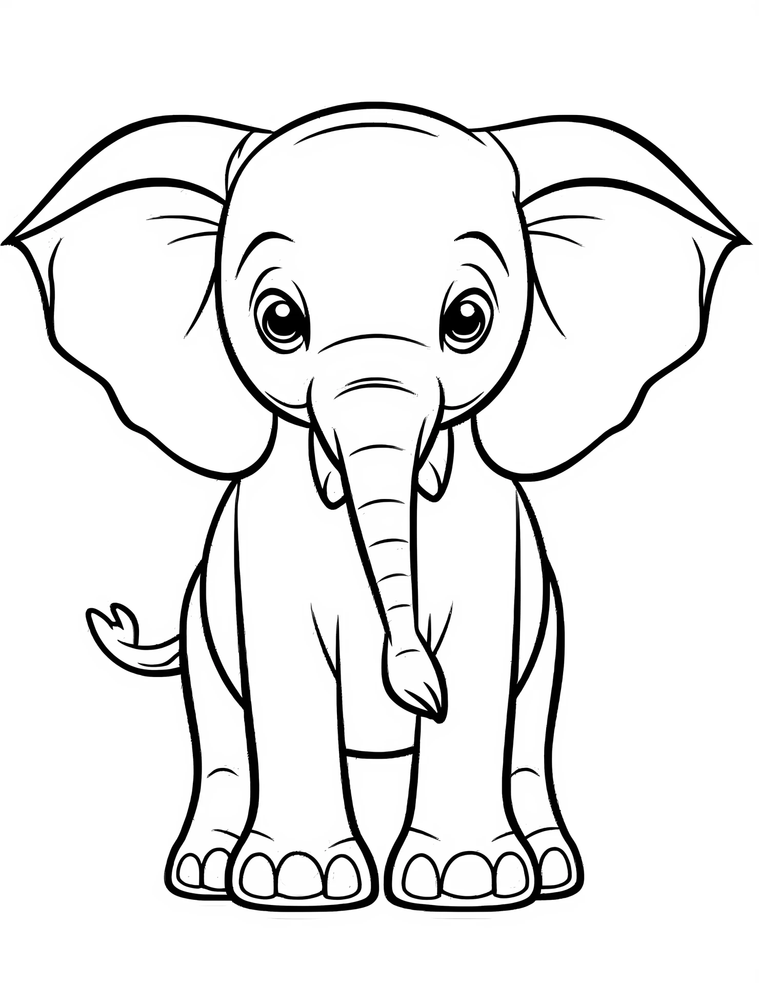 Elephant for kids coloring page on white color background #31367