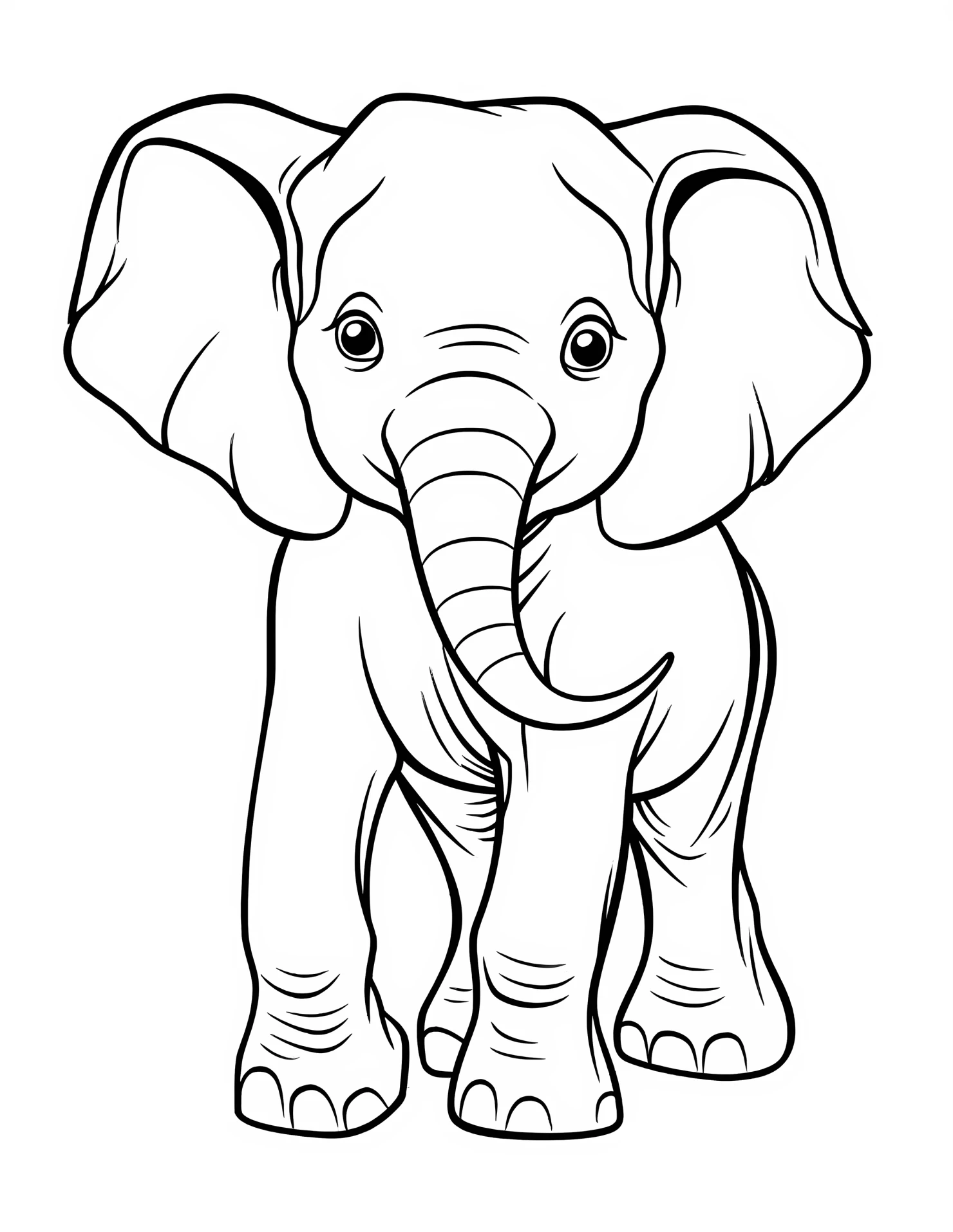 Elephant for kids coloring page on white color background #31370