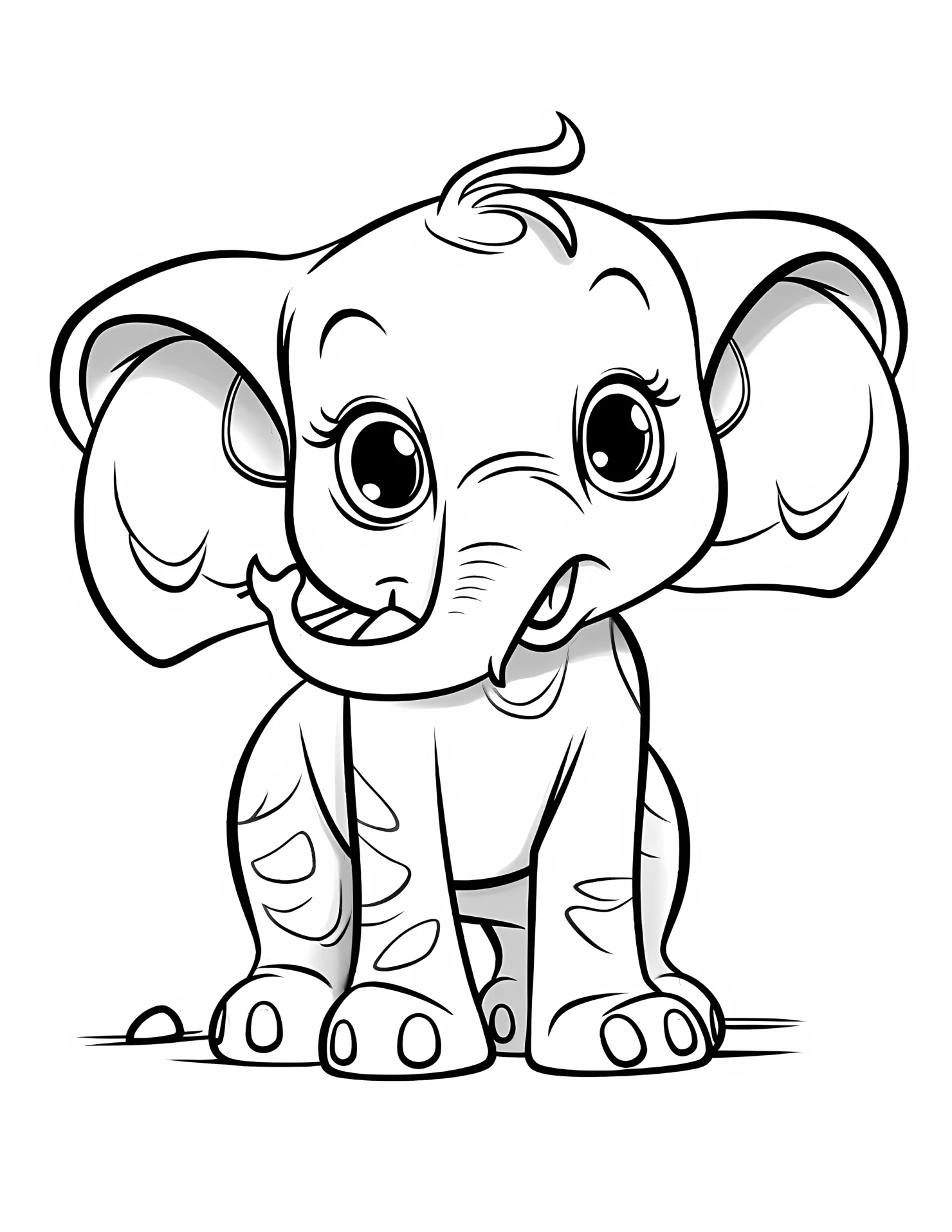 Elephant for kids coloring page on white color background #31372
