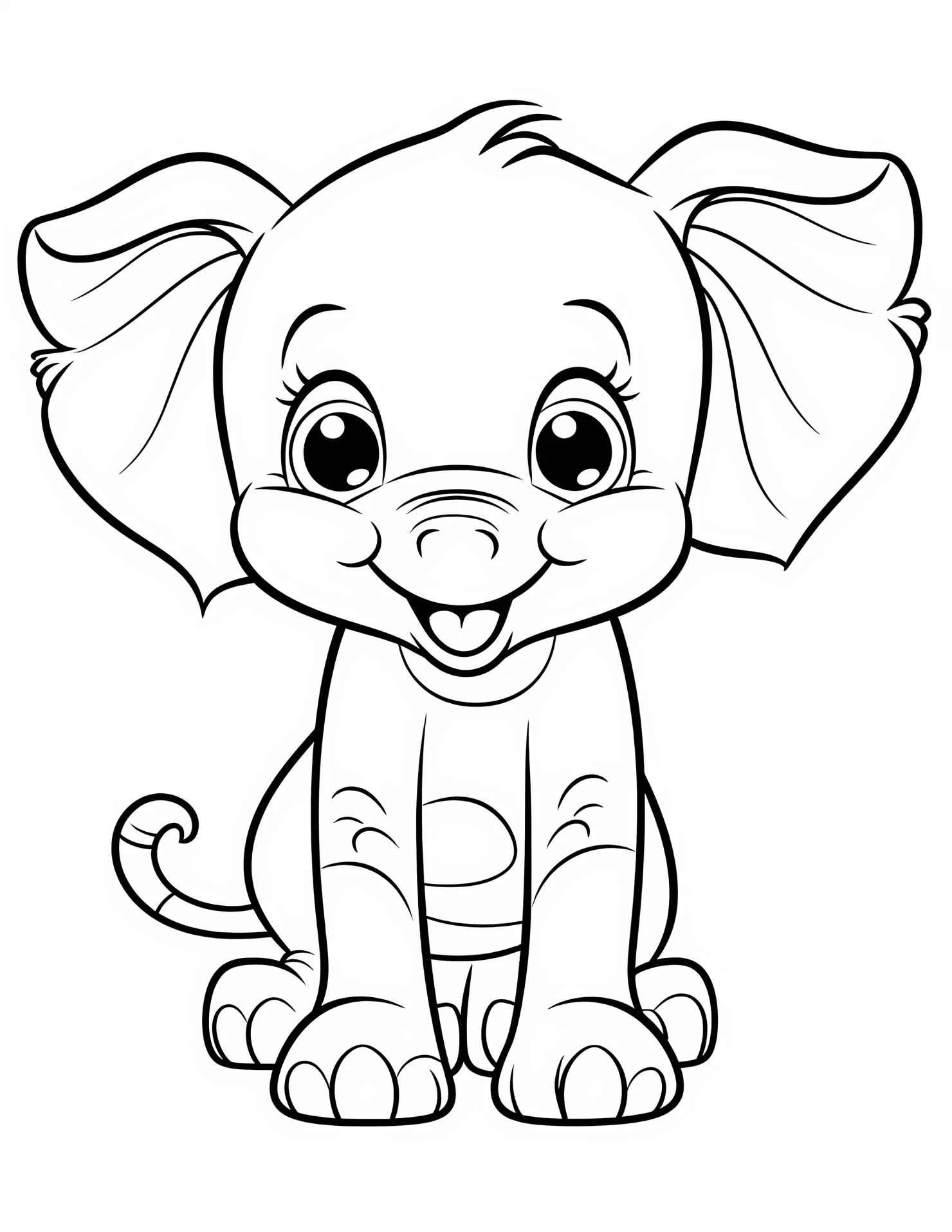 Elephant for kids coloring page on white color background #31373
