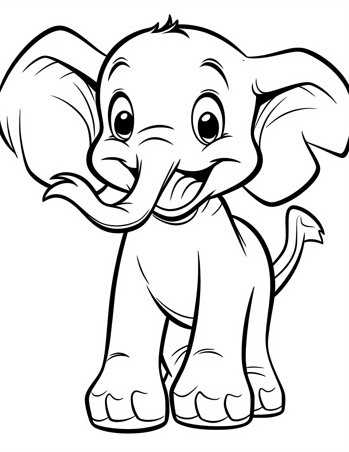 Elephant for kids coloring page on white color background #31374