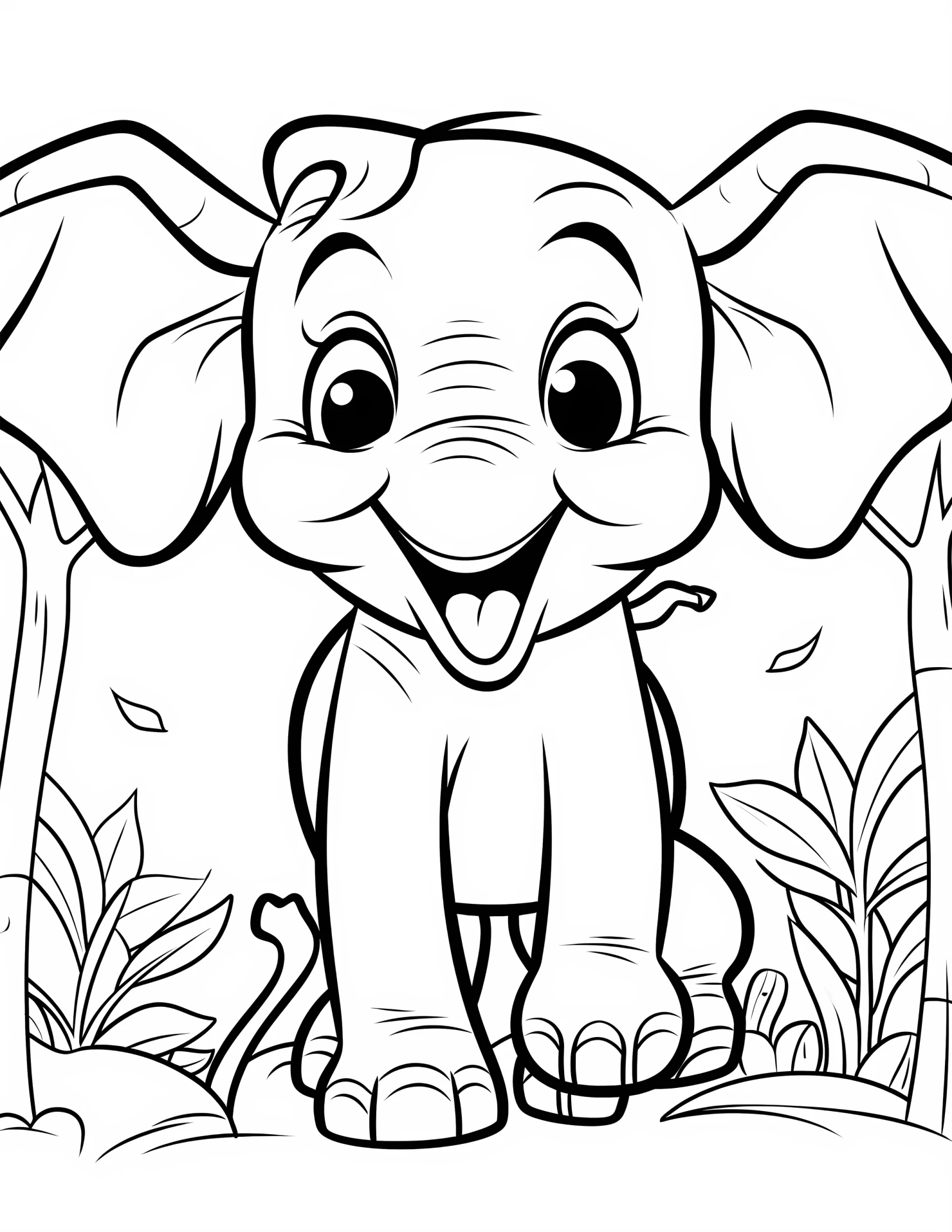 Elephant for kids coloring page on white color background #31375