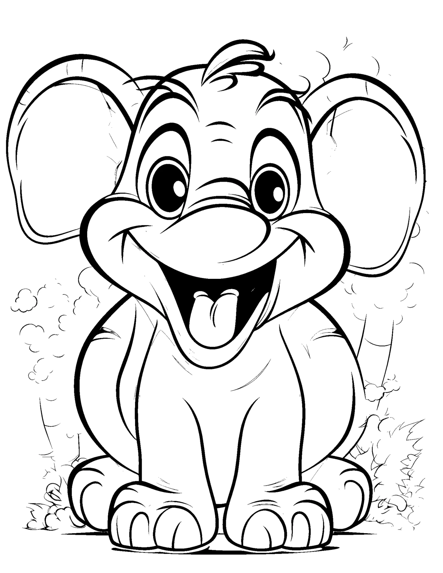 Elephant for kids coloring page on white color background #31377