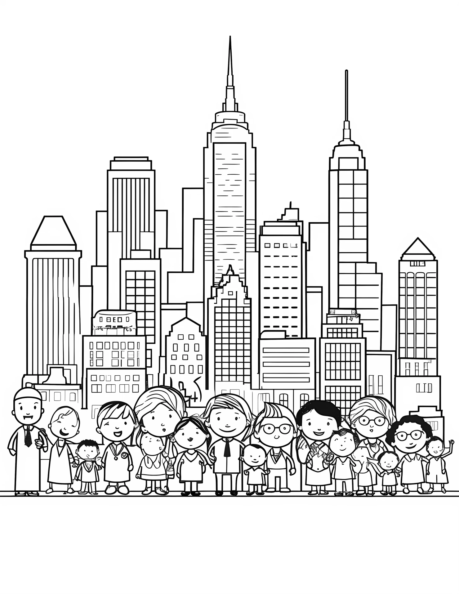 Ellis island for kids coloring page on white color background #31380