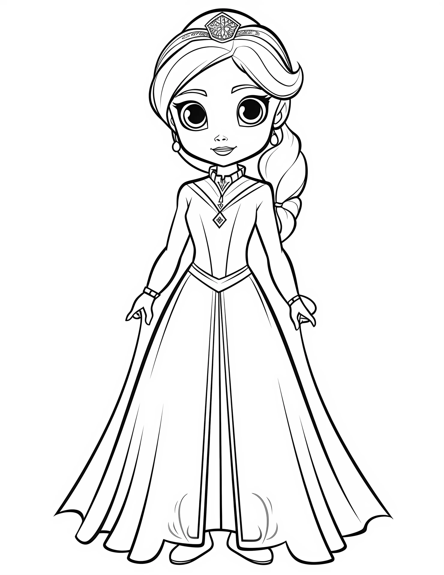 Elsa for kids coloring page on white color background #31382