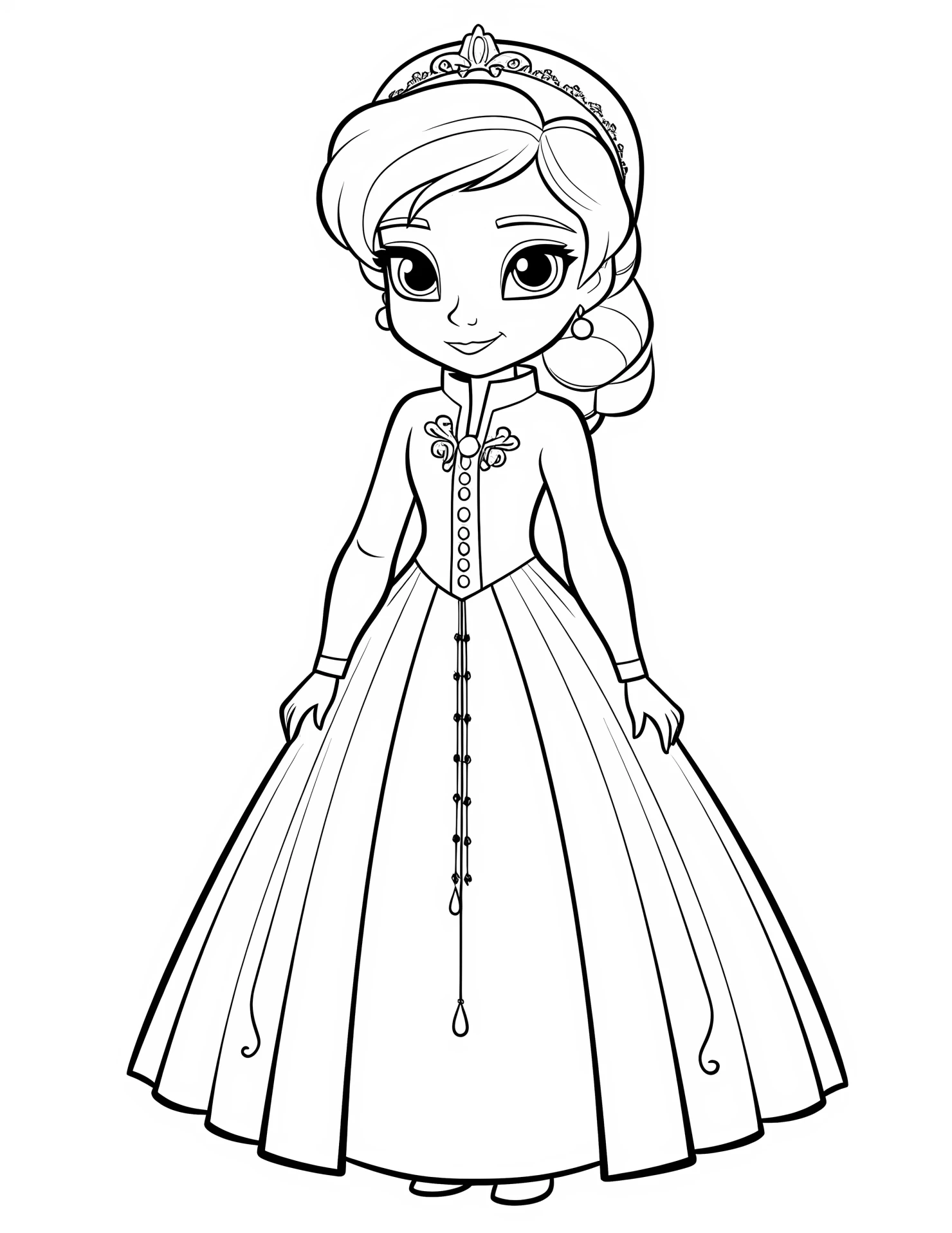 Elsa for kids coloring page on white color background #31384