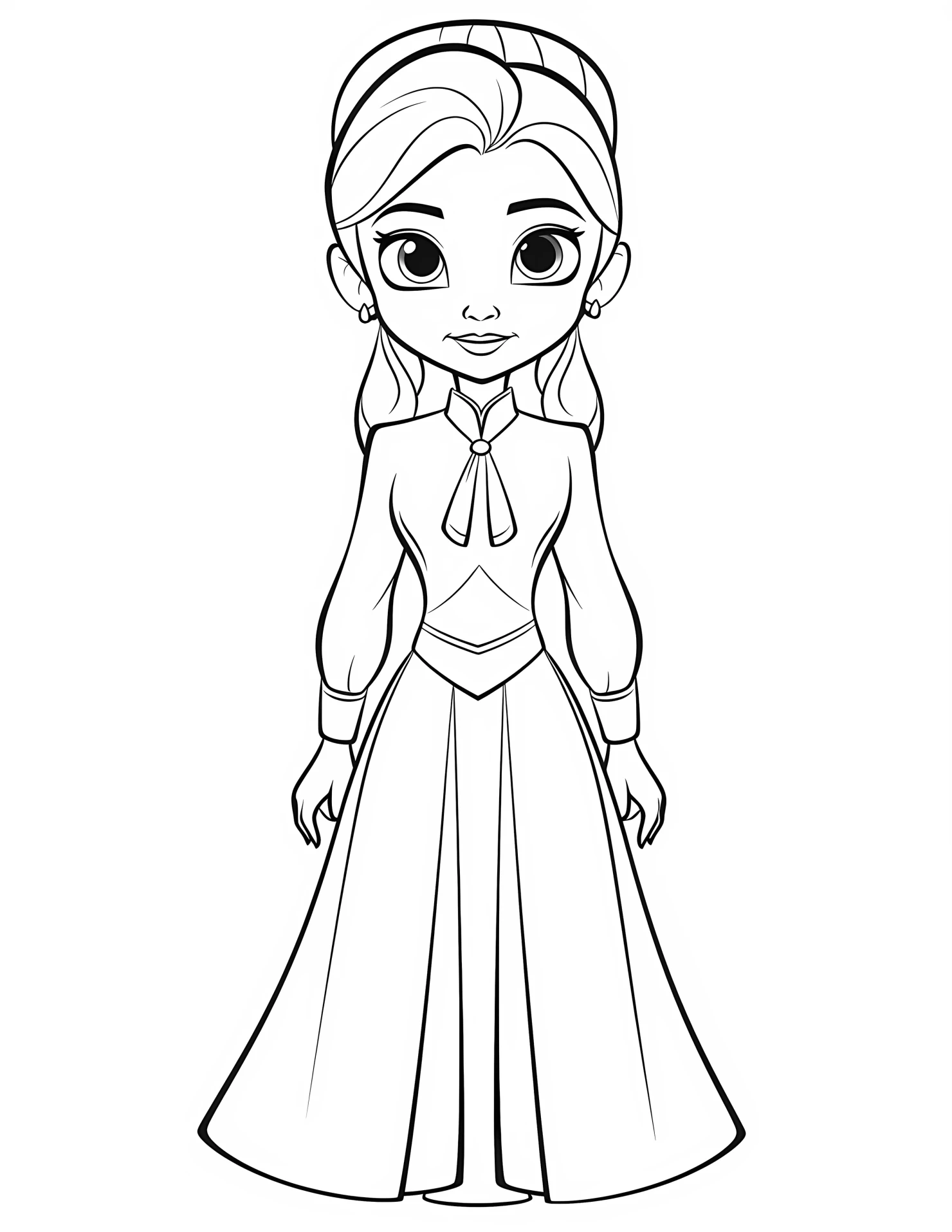 Elsa for kids coloring page on white color background #31385