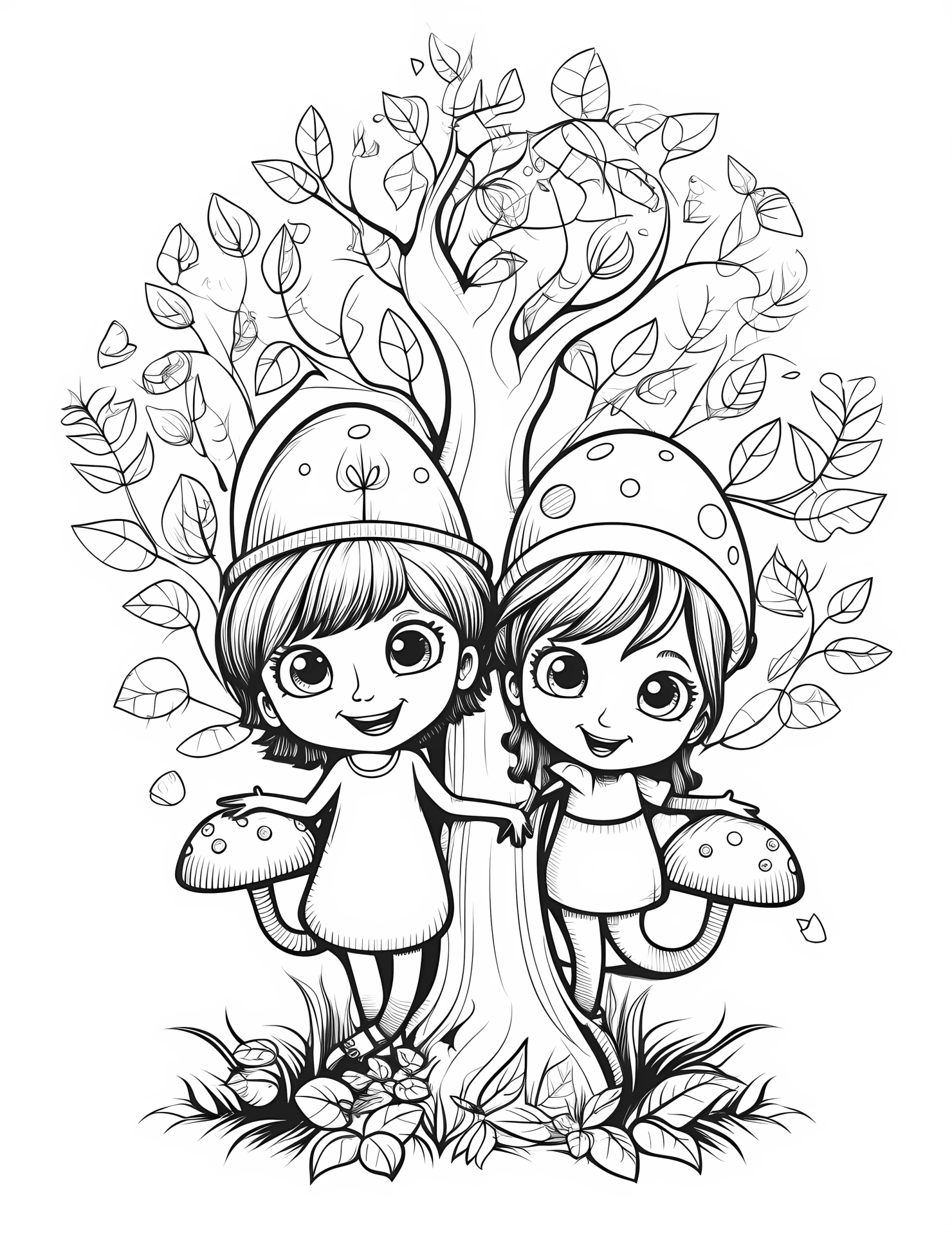 Enchanted for kids coloring page on white color background #31391